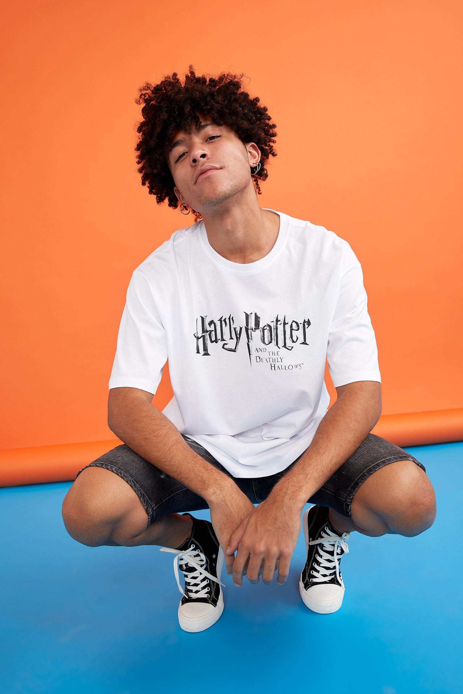 Harry Potter Lisanslı Oversize Fit Bisiklet Yaka Kısa Kollu Tişört