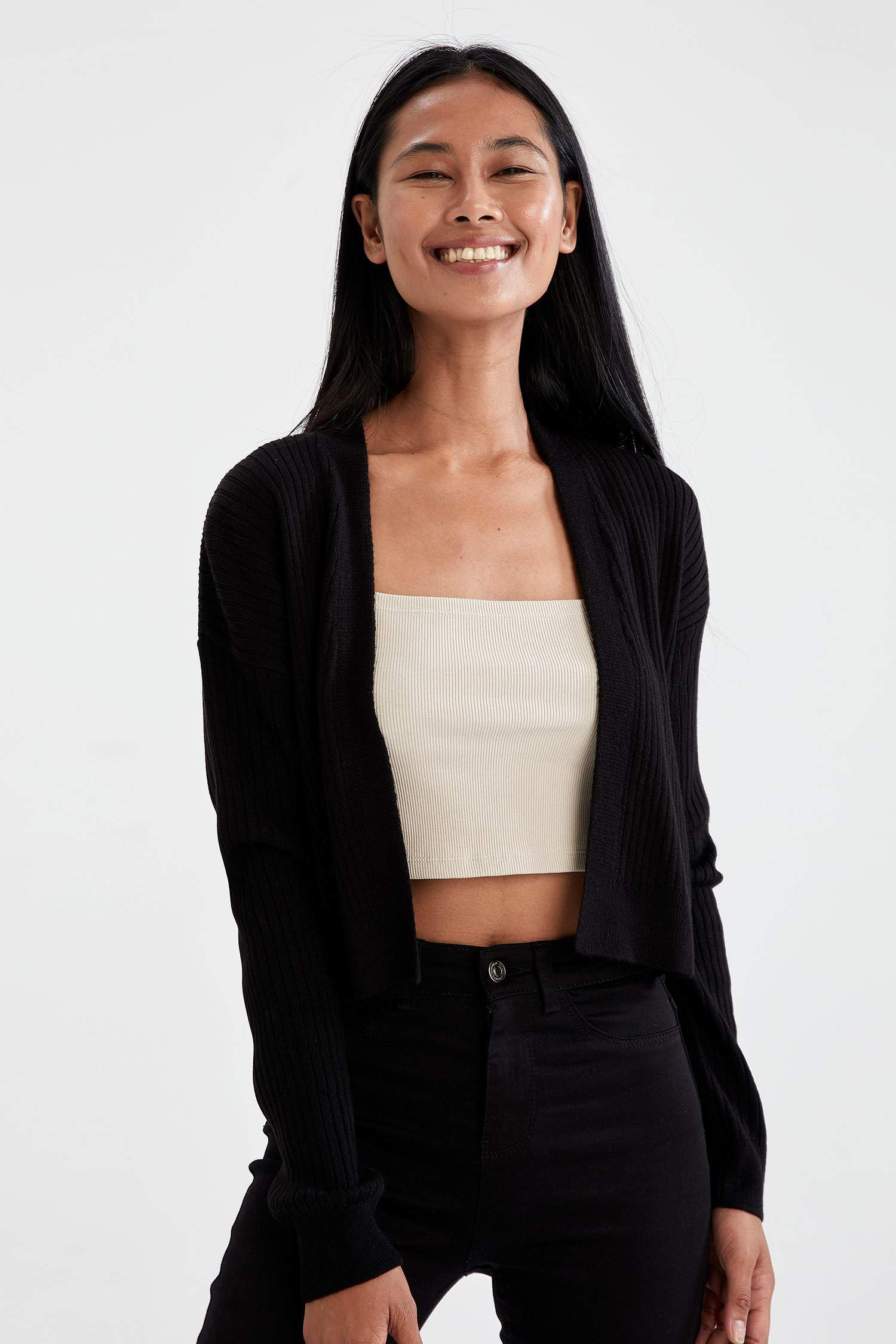 Basic V Yaka Crop Triko Hırka