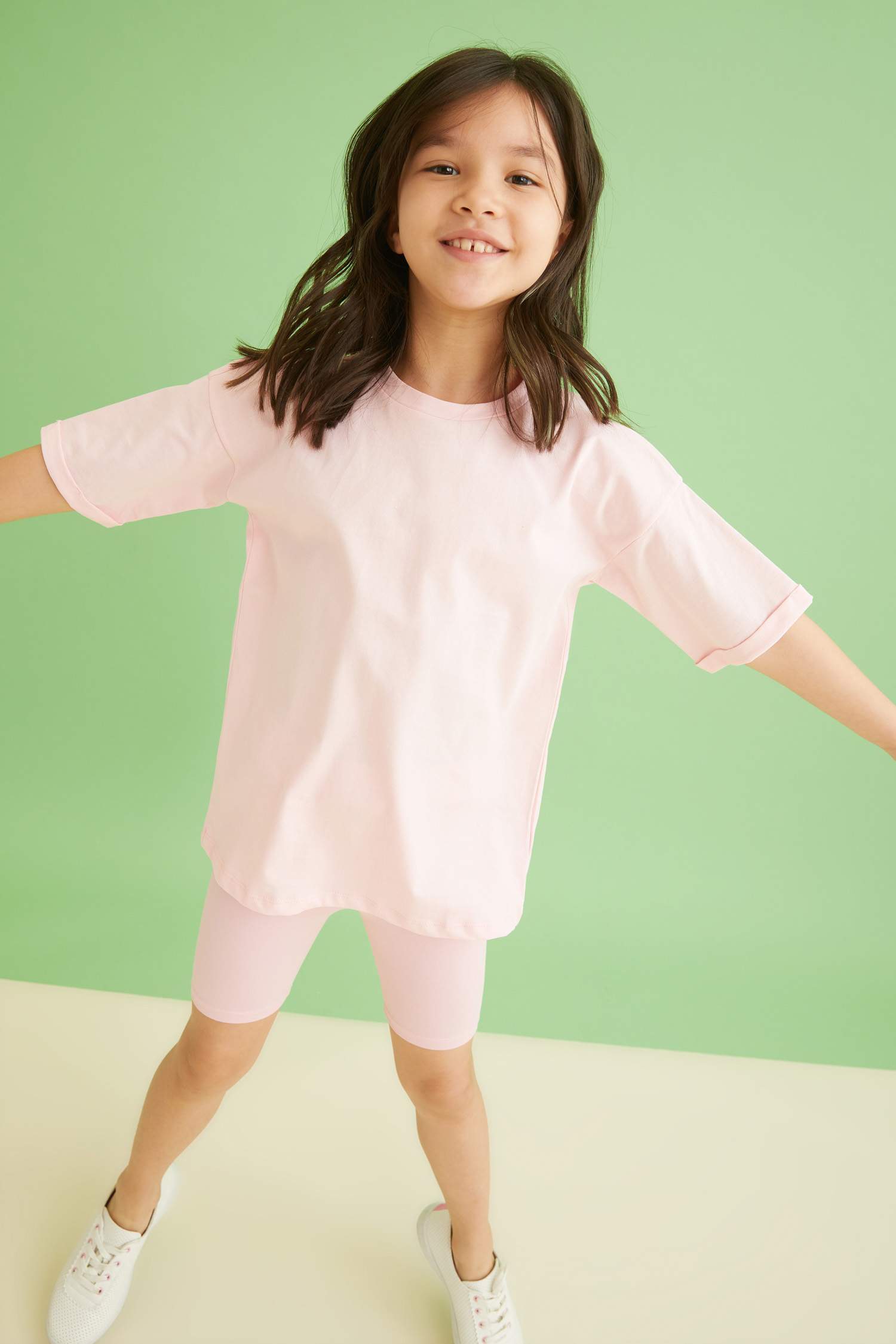 Kız Çocuk Oversize Fit Kısa Kollu Tunik Tişört