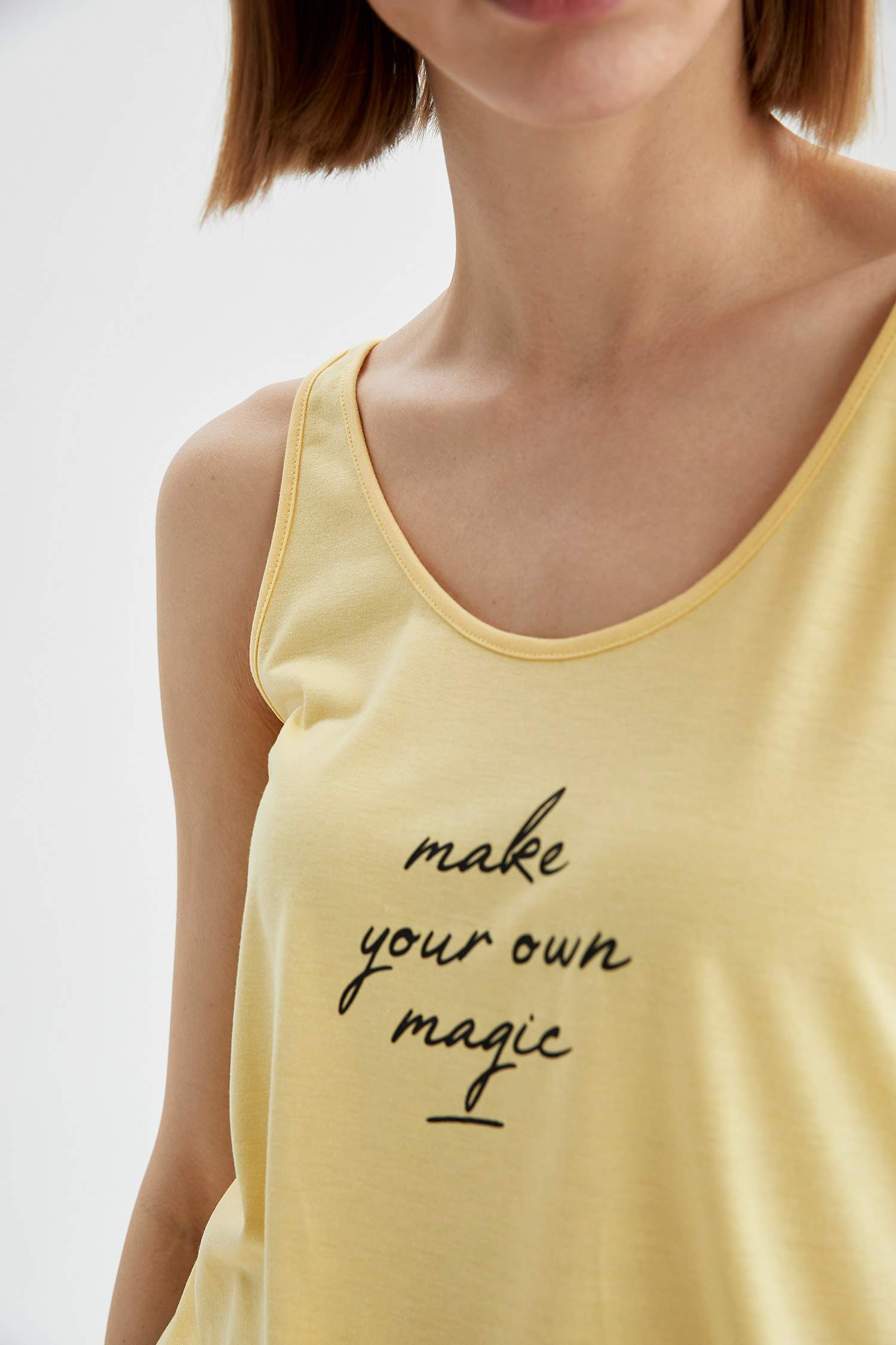 Slogan Baskılı Askılı Relax Fit Atlet