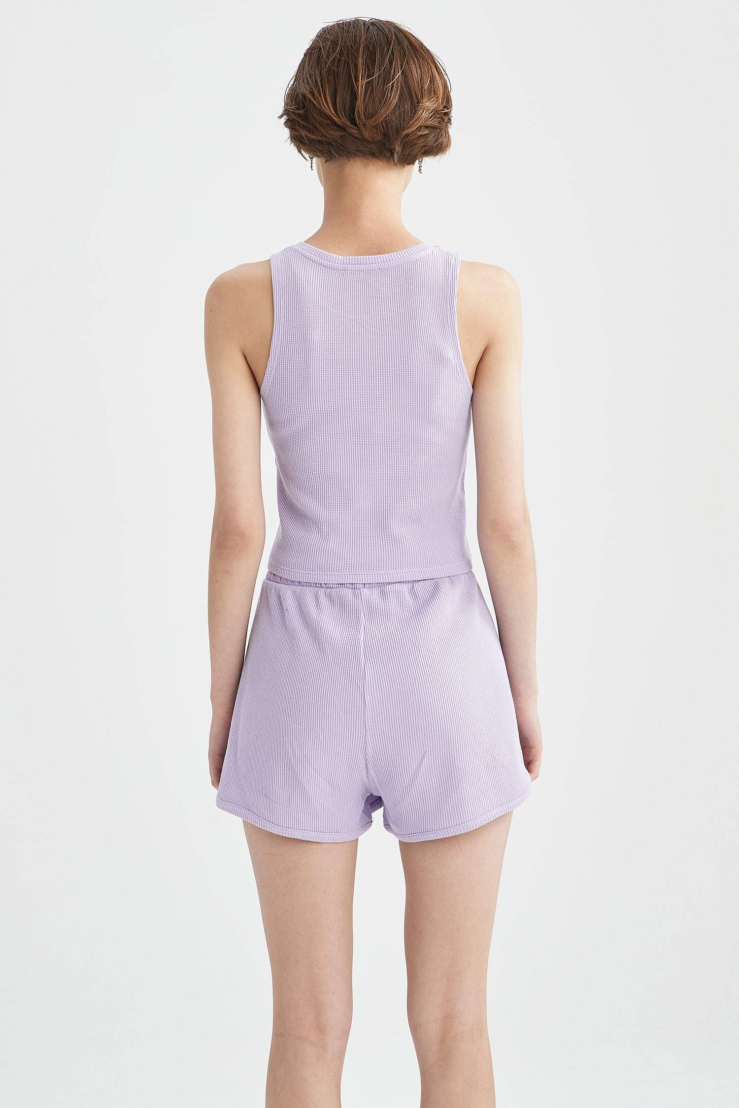 Coool Halter Yaka Yazı İşlemeli Waffle Crop Atlet