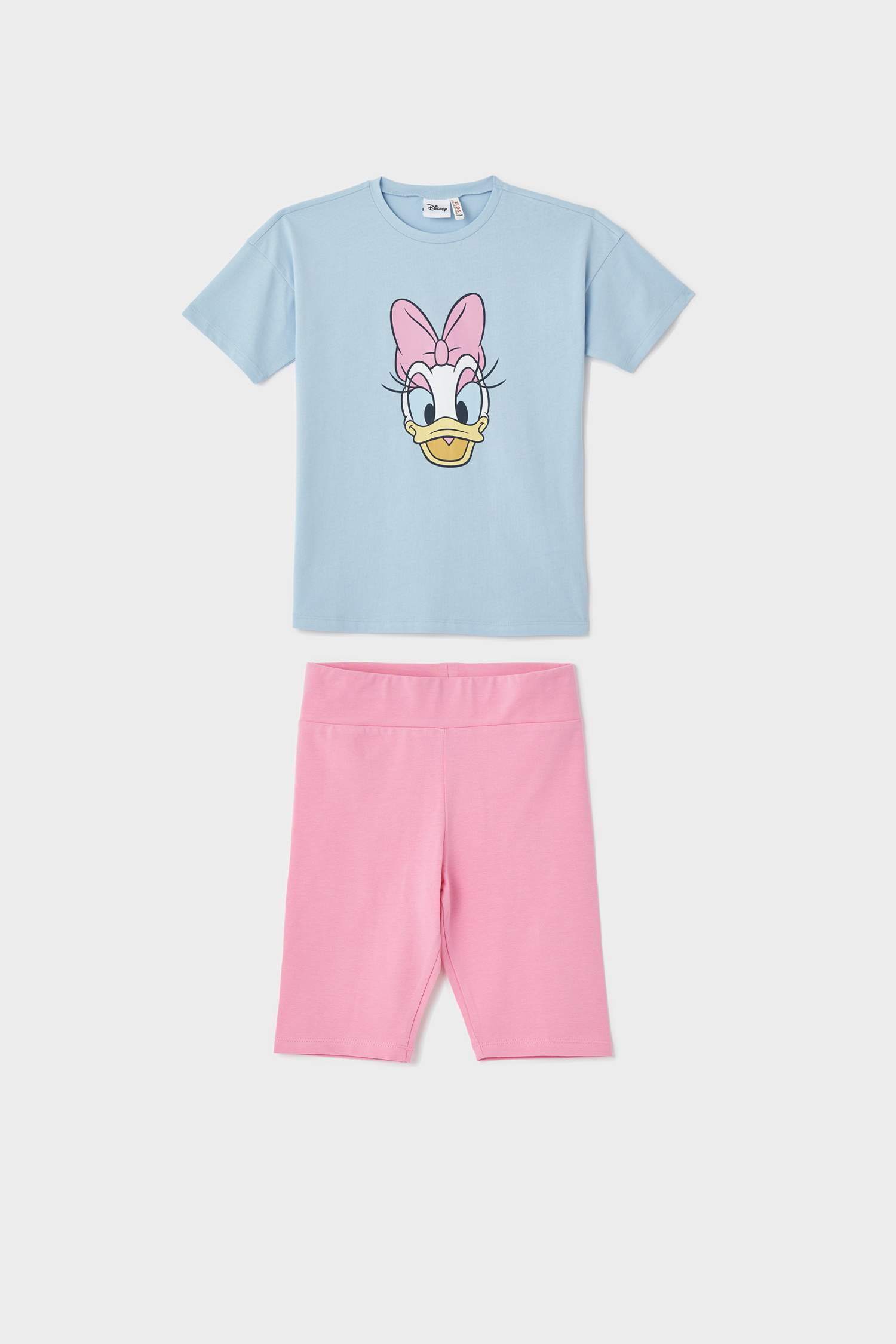 Kız Çocuk Daisy Duck Lisanslı Kısa Kollu Tişört Ve Kısa Tayt Takımı