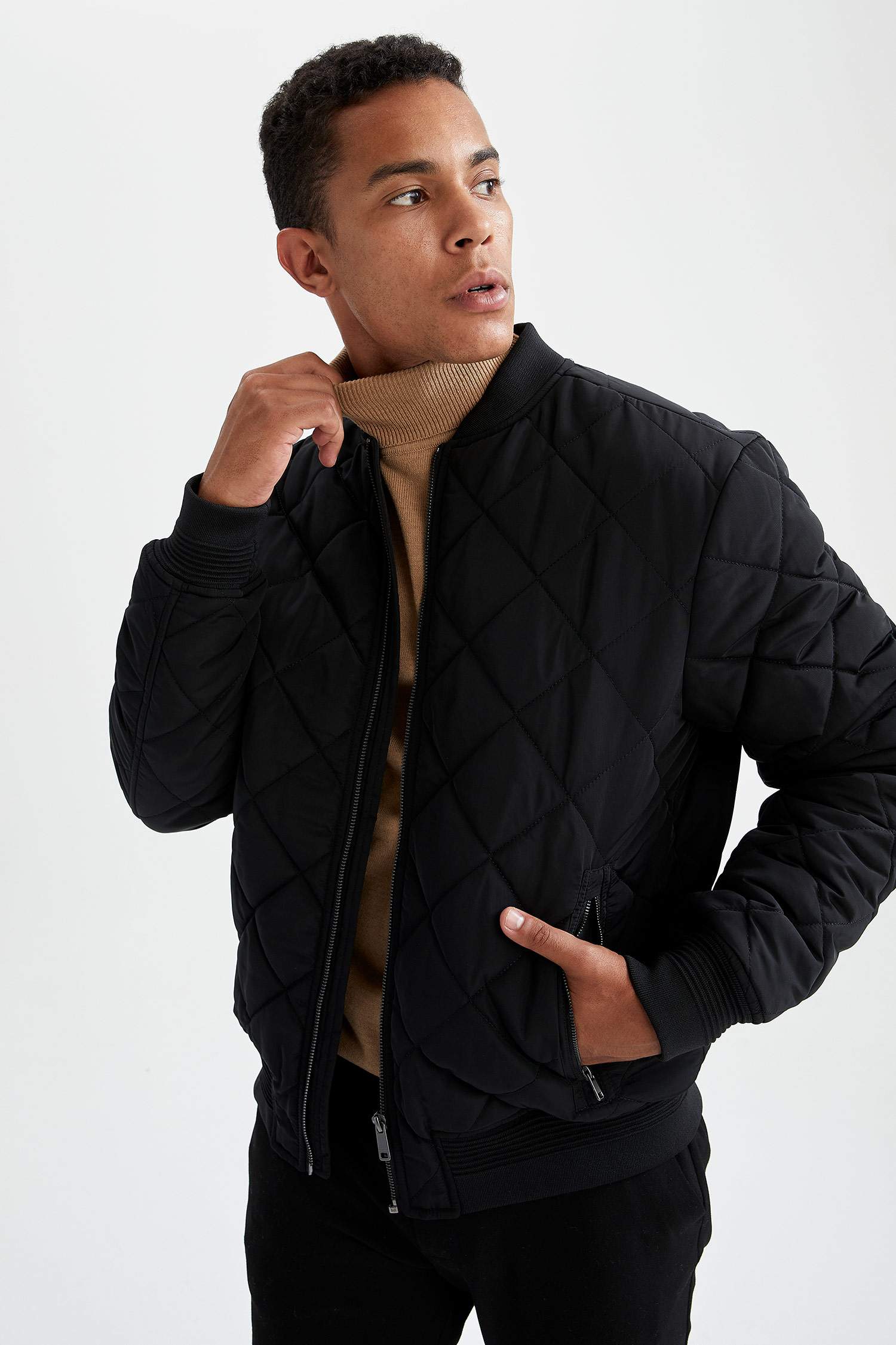 Slim Fit Kolej Yaka Bomber Süet Mont