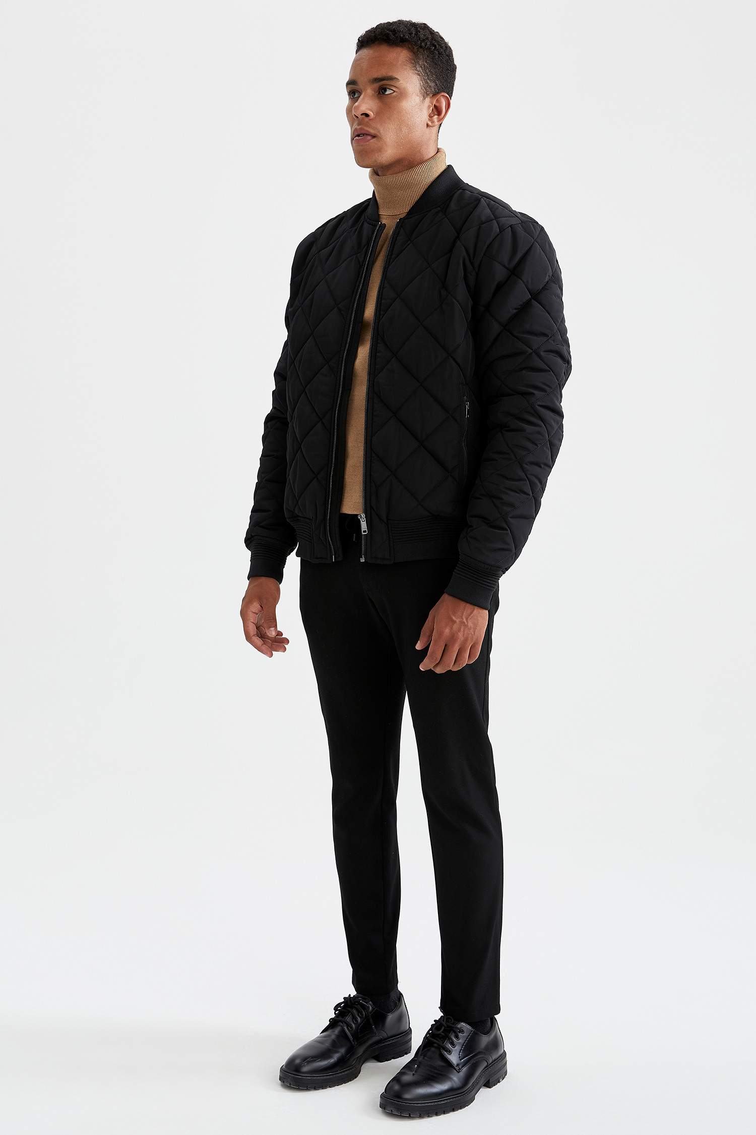 Slim Fit Kolej Yaka Bomber Süet Mont