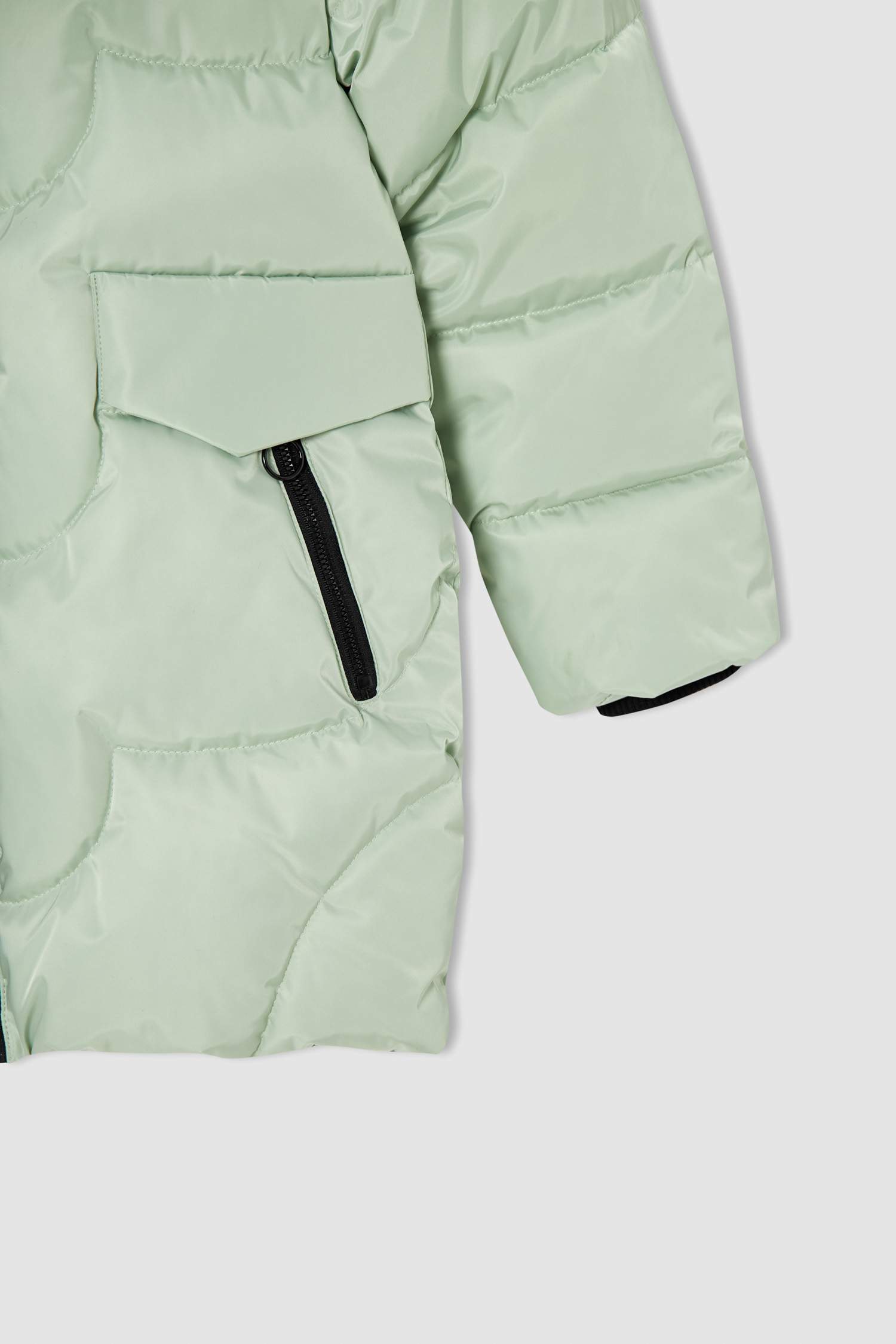 Kız Çocuk Kapüşonlu Suni Kürklü İçi Polar Astarlı Kapitone Parka