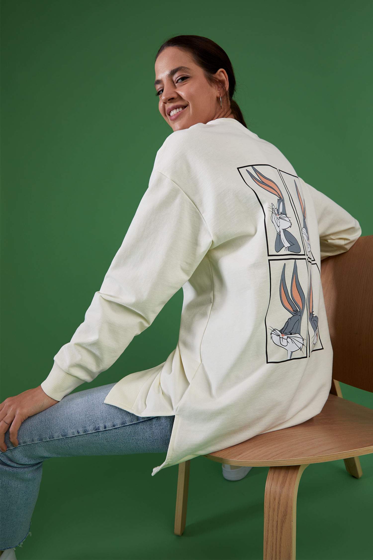 Ön ve Arka Yüzü Baskılı Looney Tunes Lisanslı Sweat Tunik