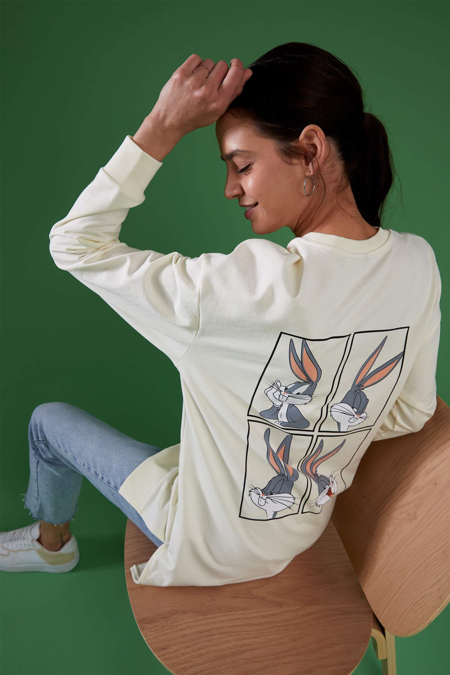 Ön ve Arka Yüzü Baskılı Looney Tunes Lisanslı Sweat Tunik