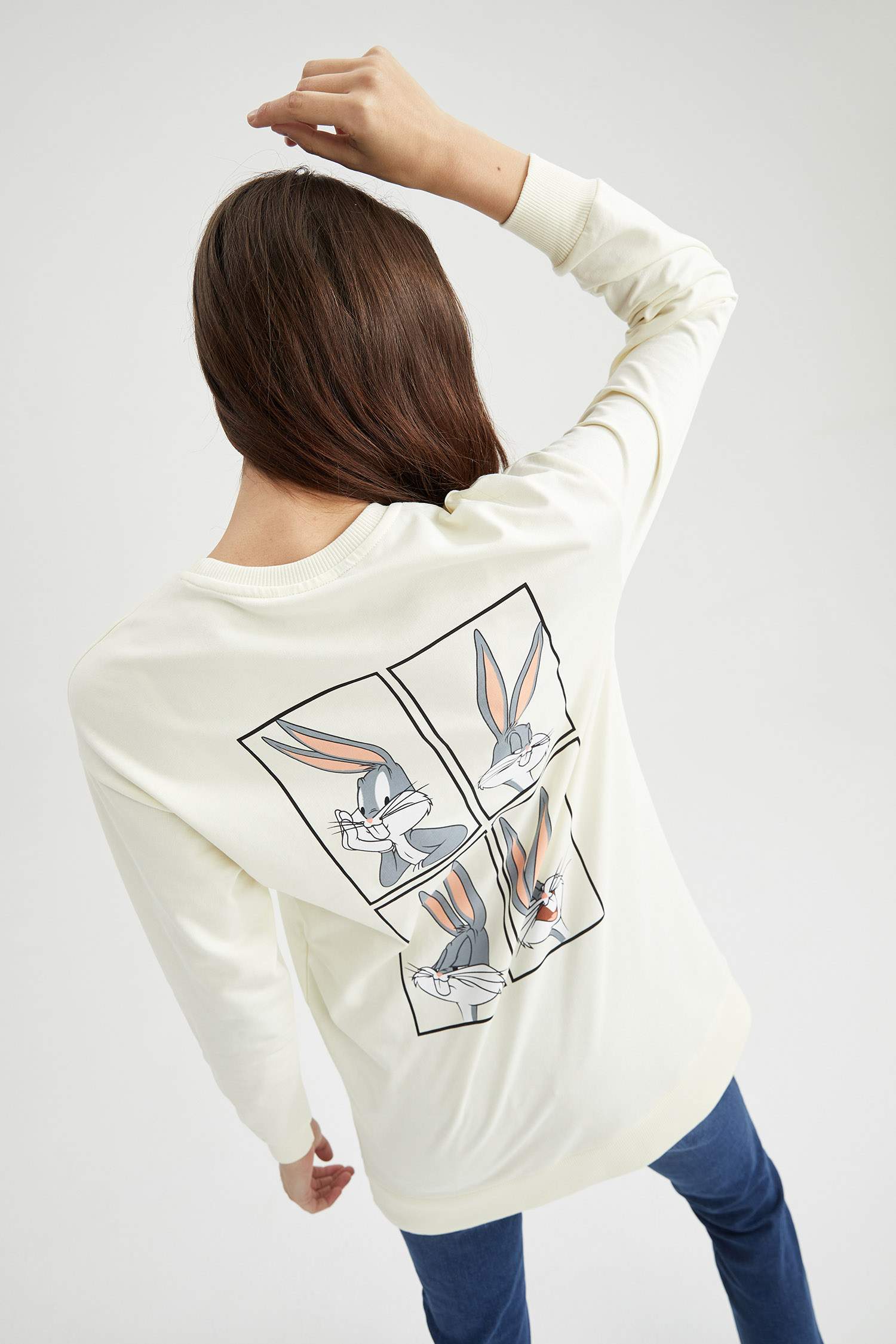 Ön ve Arka Yüzü Baskılı Looney Tunes Lisanslı Sweat Tunik