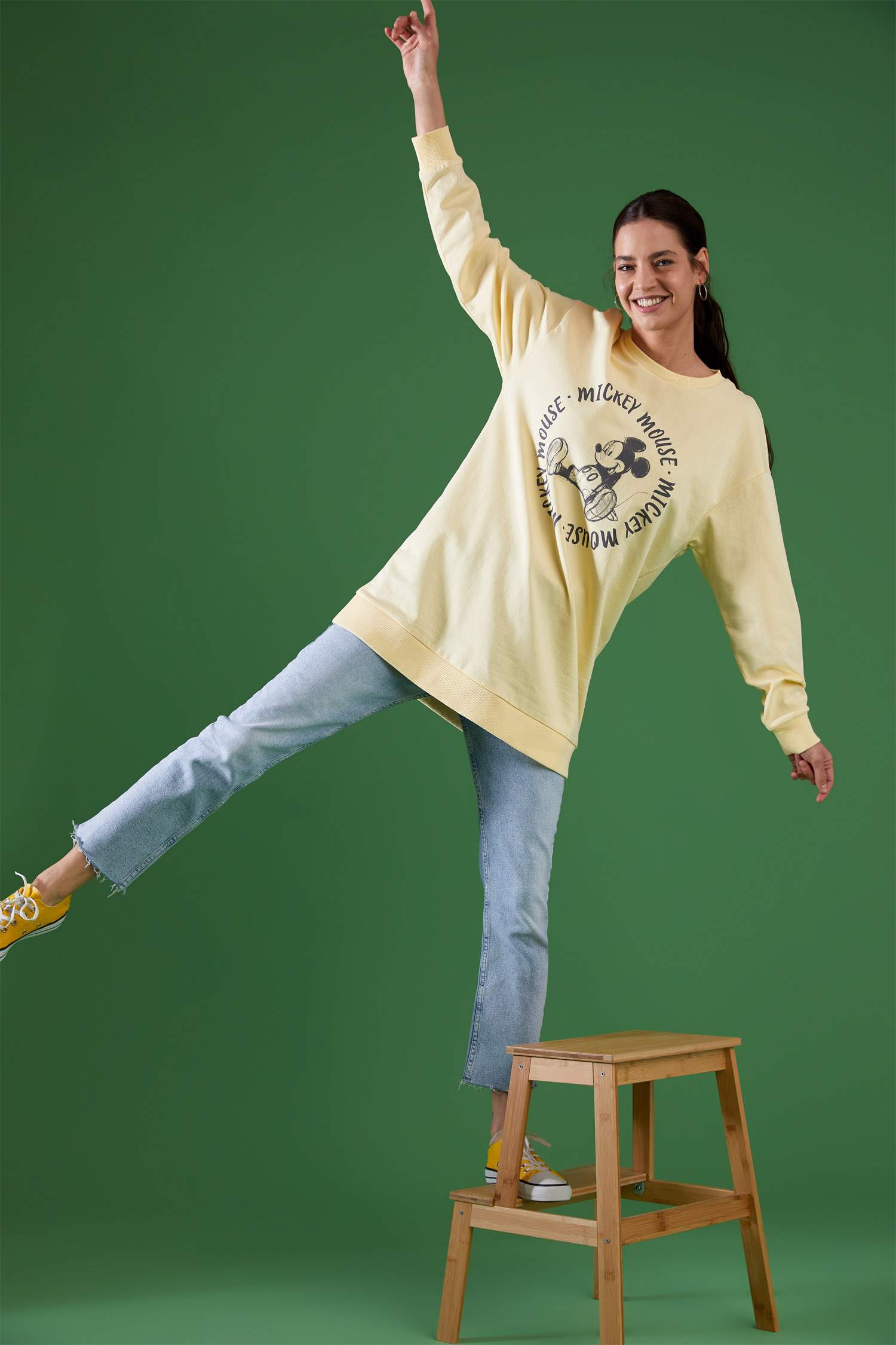 Mickey Mouse Lisanslı Pamuklu Sweat Tunik