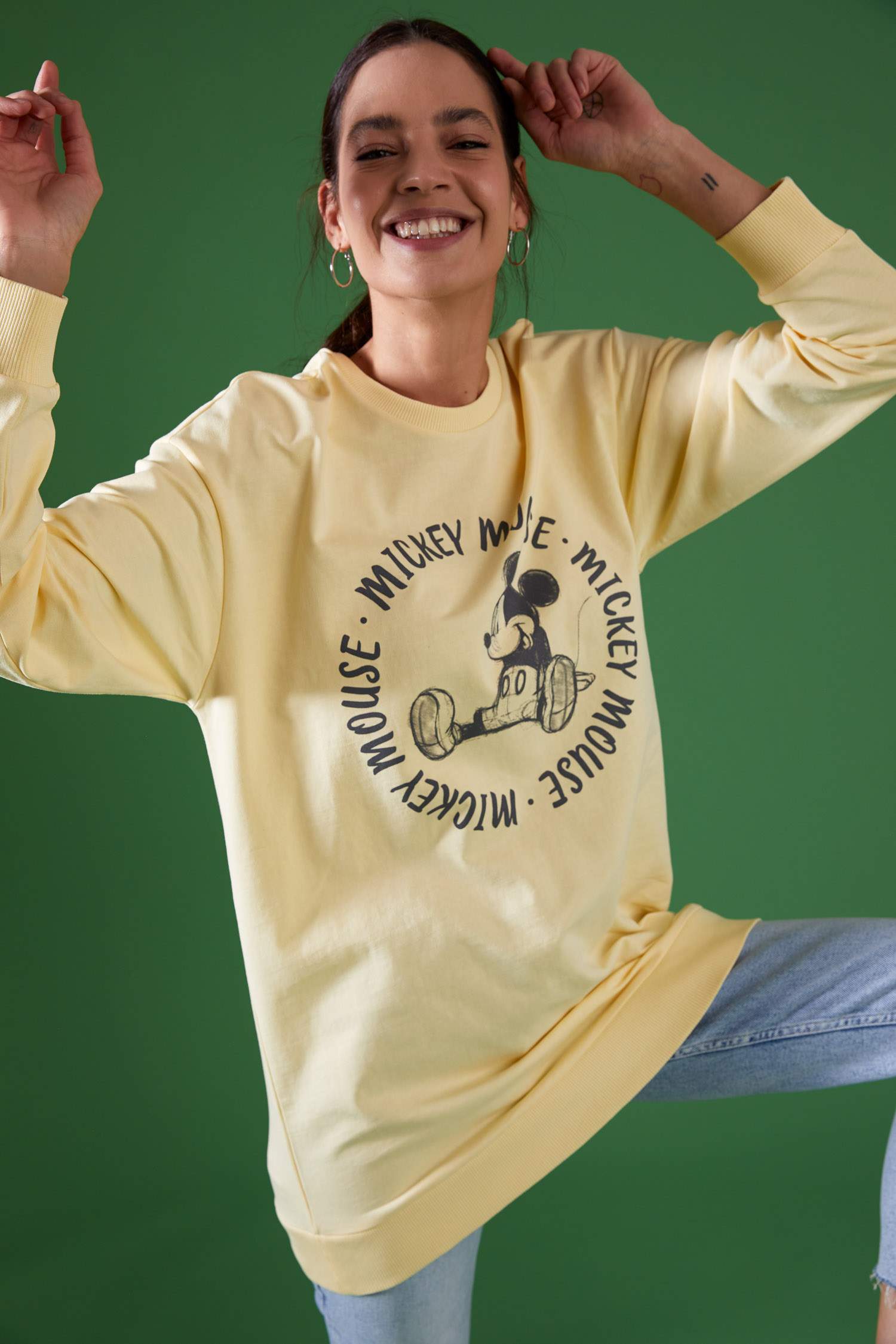 Mickey Mouse Lisanslı Pamuklu Sweat Tunik
