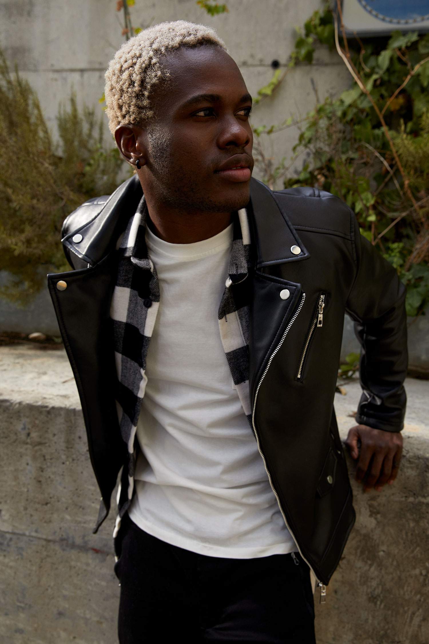 Slim Fit Suni Deri Biker Mont