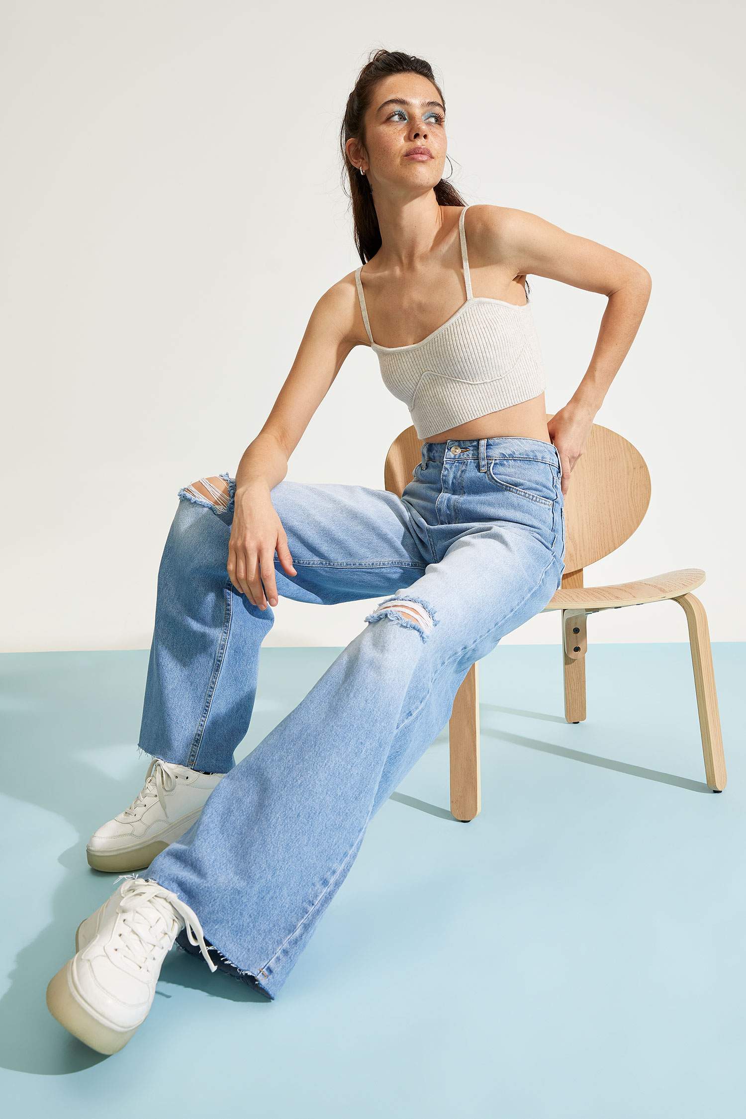 İp Askılı Triko Crop Top