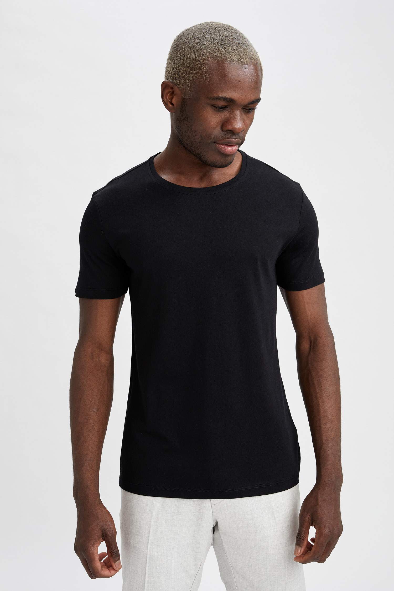 Slim Fit Bisiklet Yaka Premium Kalite 2'li Kısa Kollu Tişört Seti