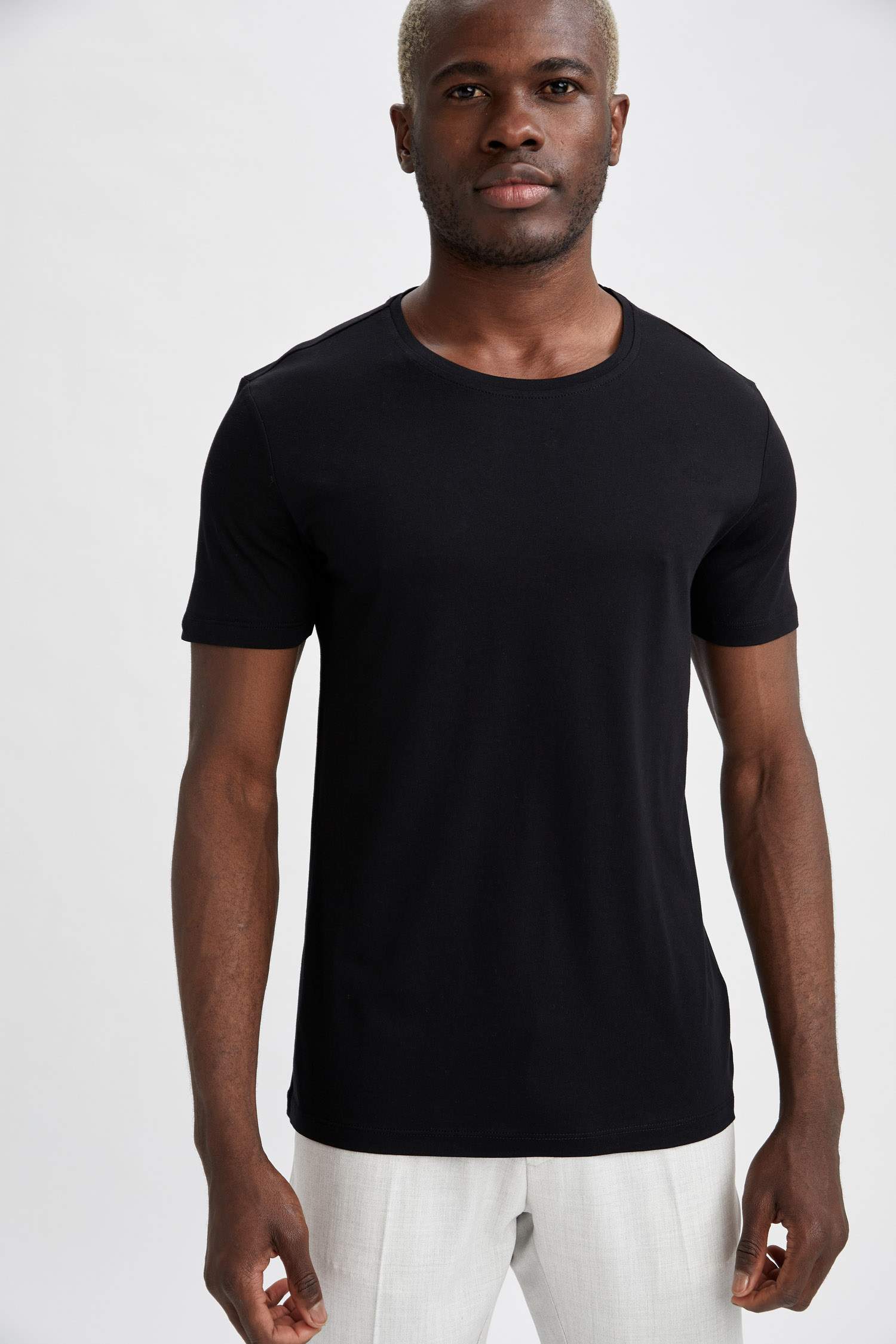 Slim Fit Bisiklet Yaka Premium Kalite 2'li Kısa Kollu Tişört Seti