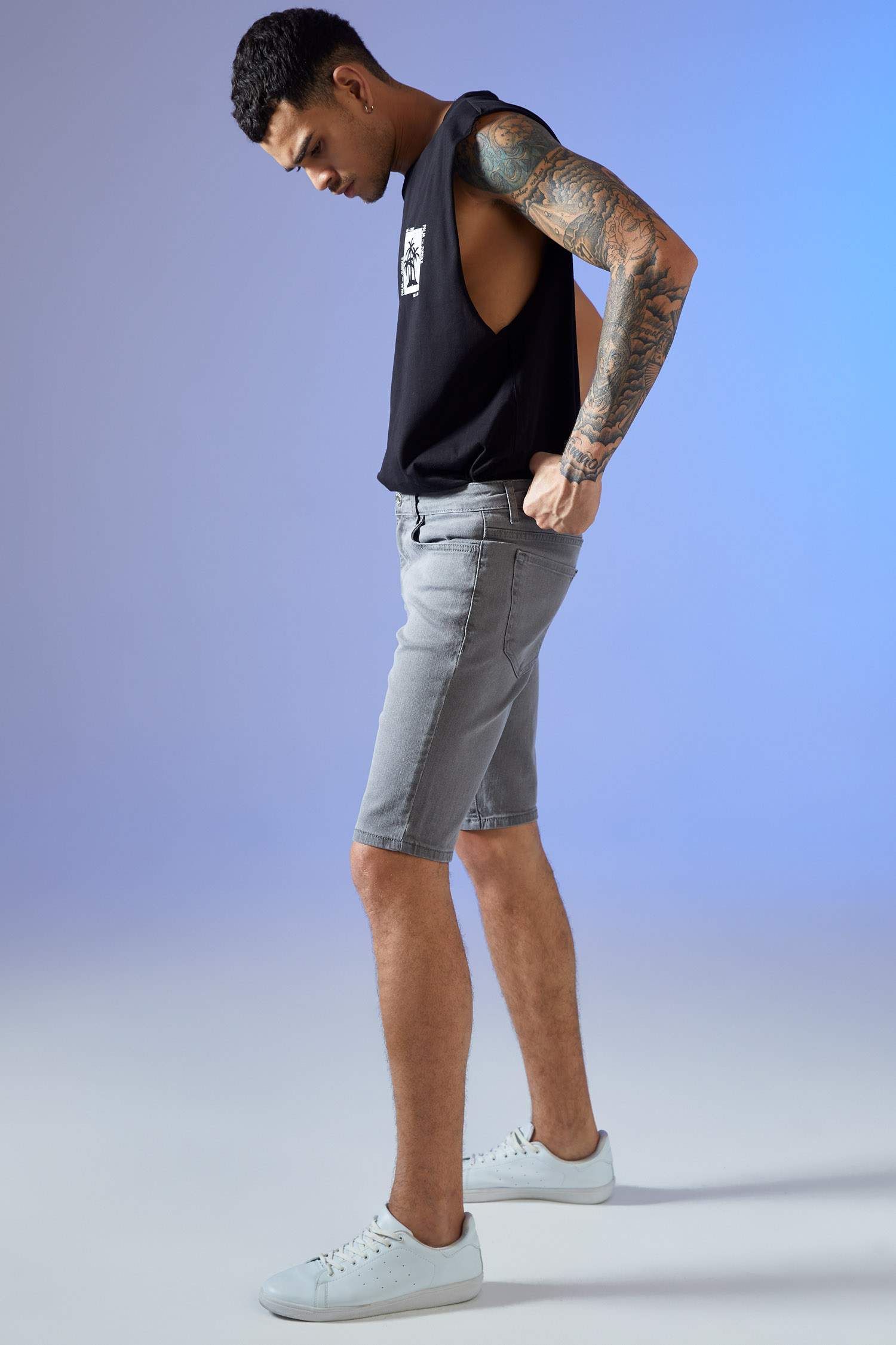 Slim Fit Jean Bermuda Şort