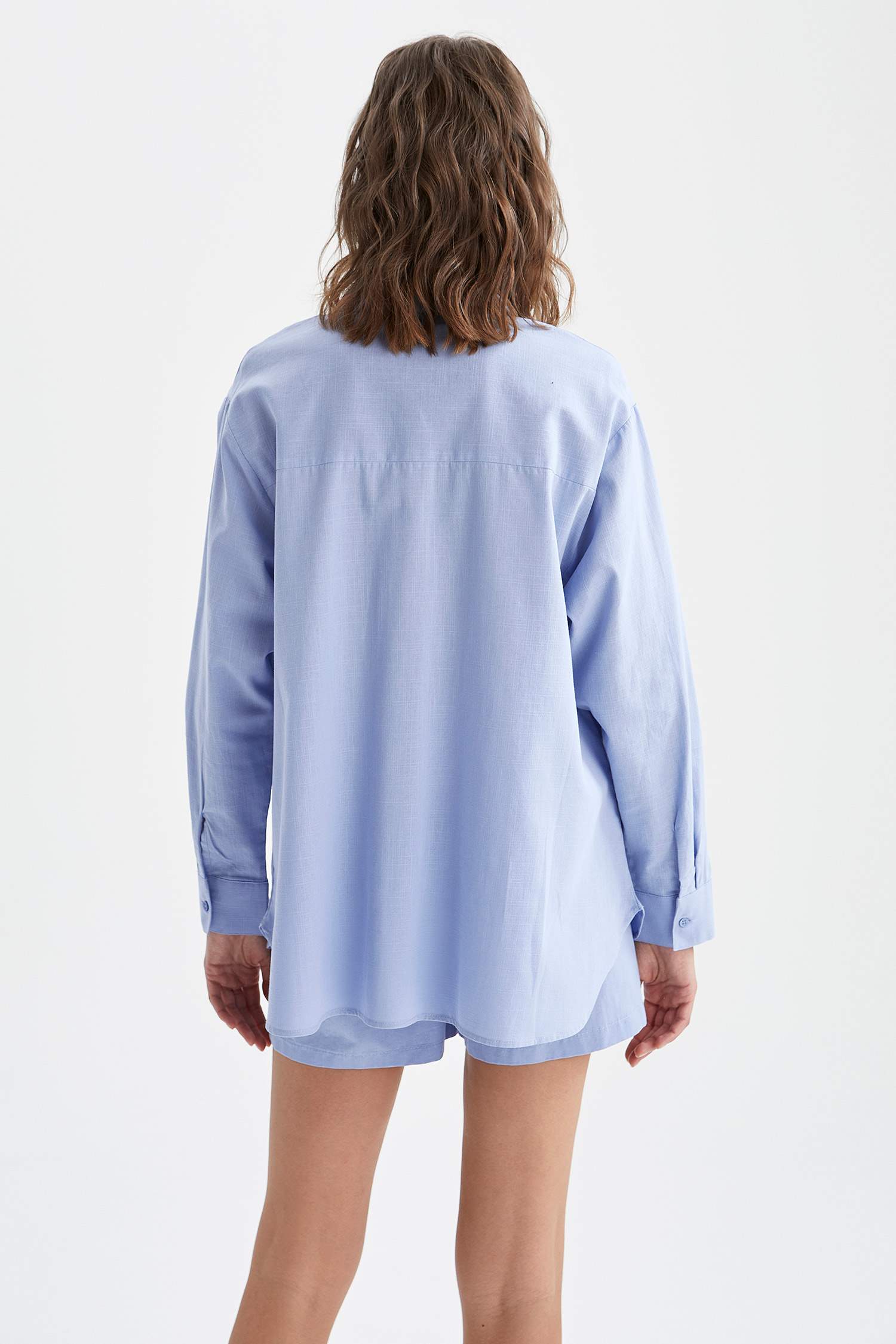 Basic Apolet Kol Oversize Fit Poplin Gömlek