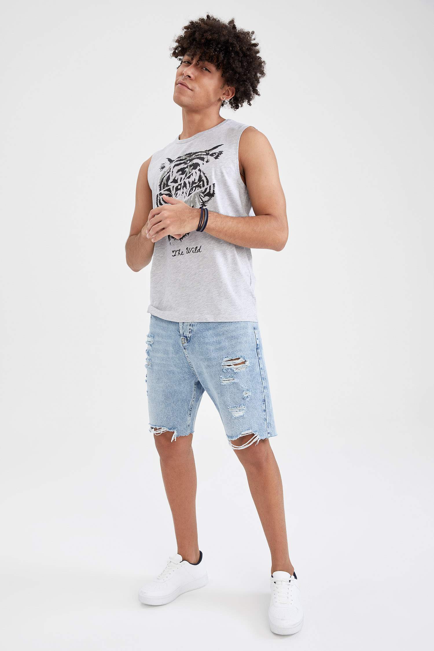 Regular Fit Kaplan Baskılı Kolsuz Tişört