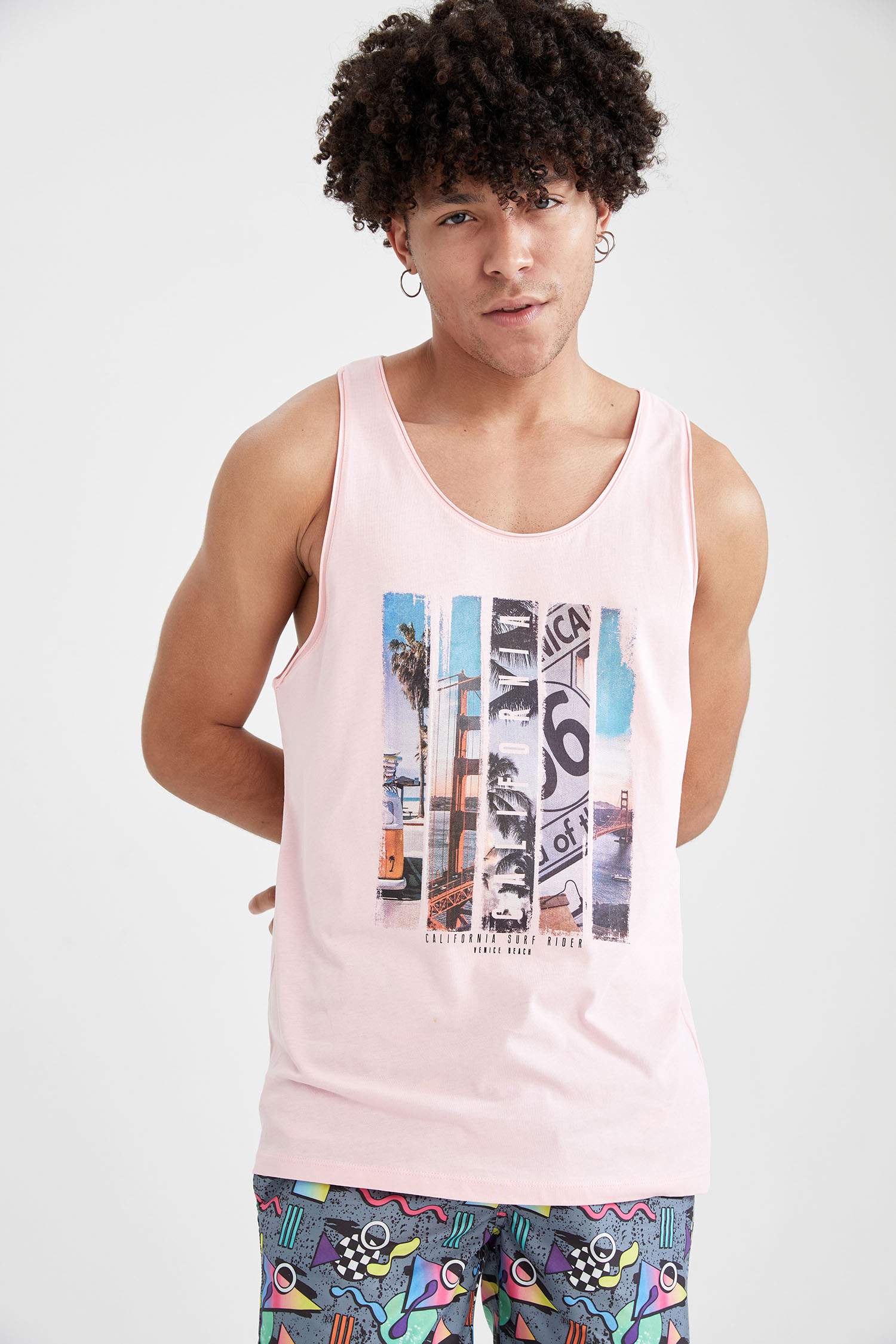 Slim Fit Baskılı Atlet