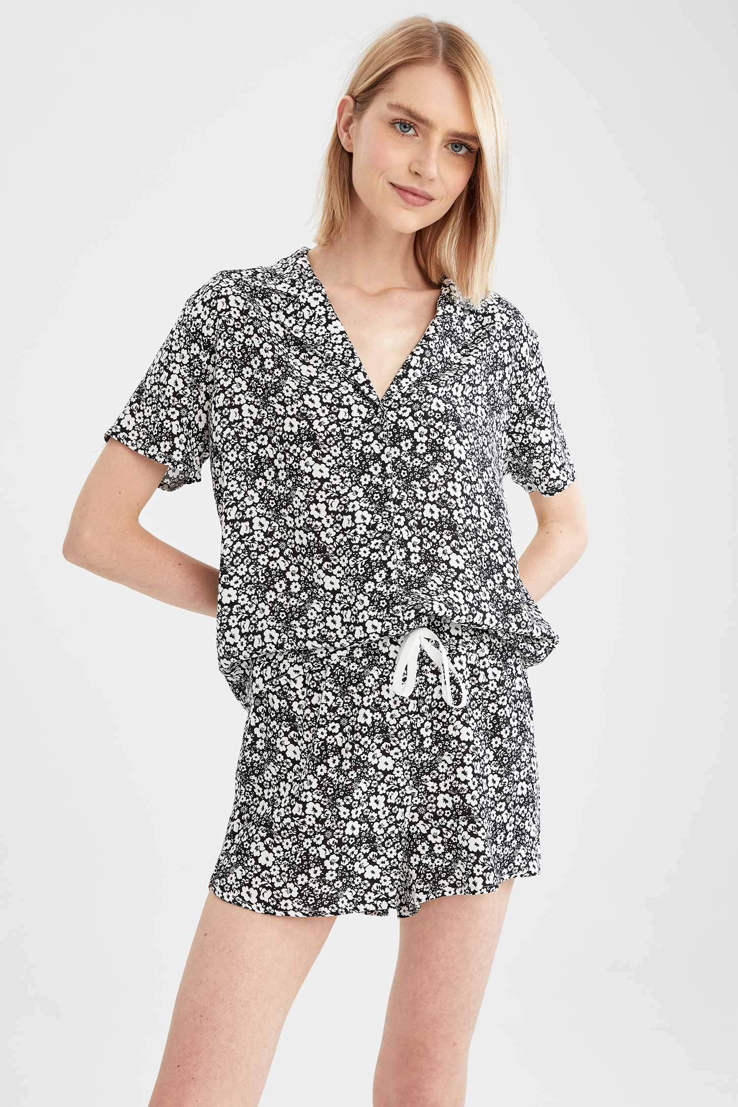 Gömlek Yaka Desenli Pijama Takımı