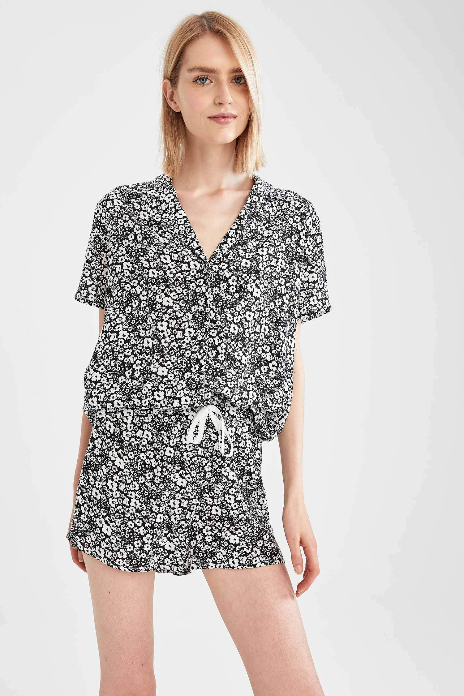 Gömlek Yaka Desenli Pijama Takımı