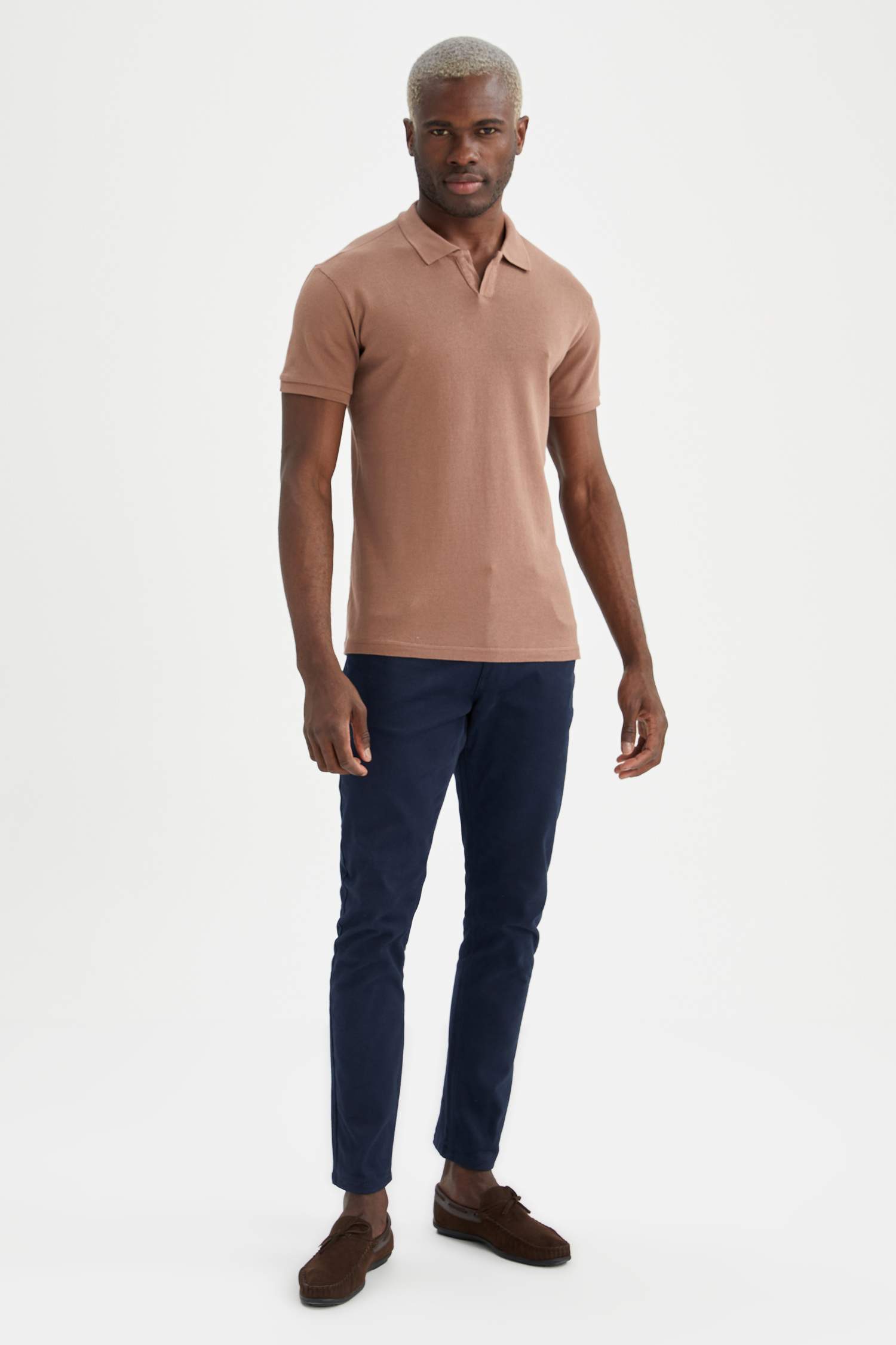 Slim Fit Polo Yaka Basic Triko Kısa Kollu Tişört