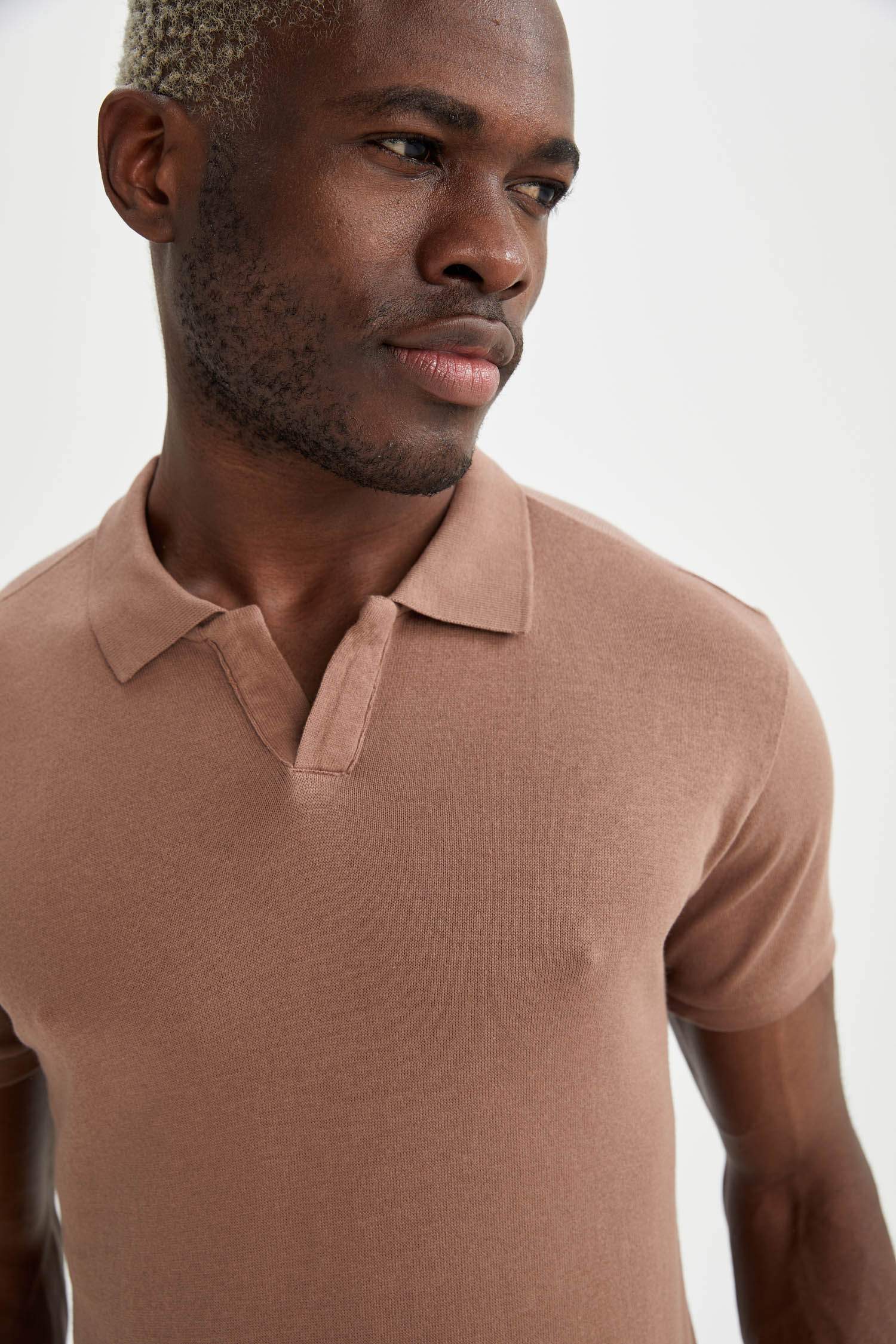 Slim Fit Polo Yaka Basic Triko Kısa Kollu Tişört