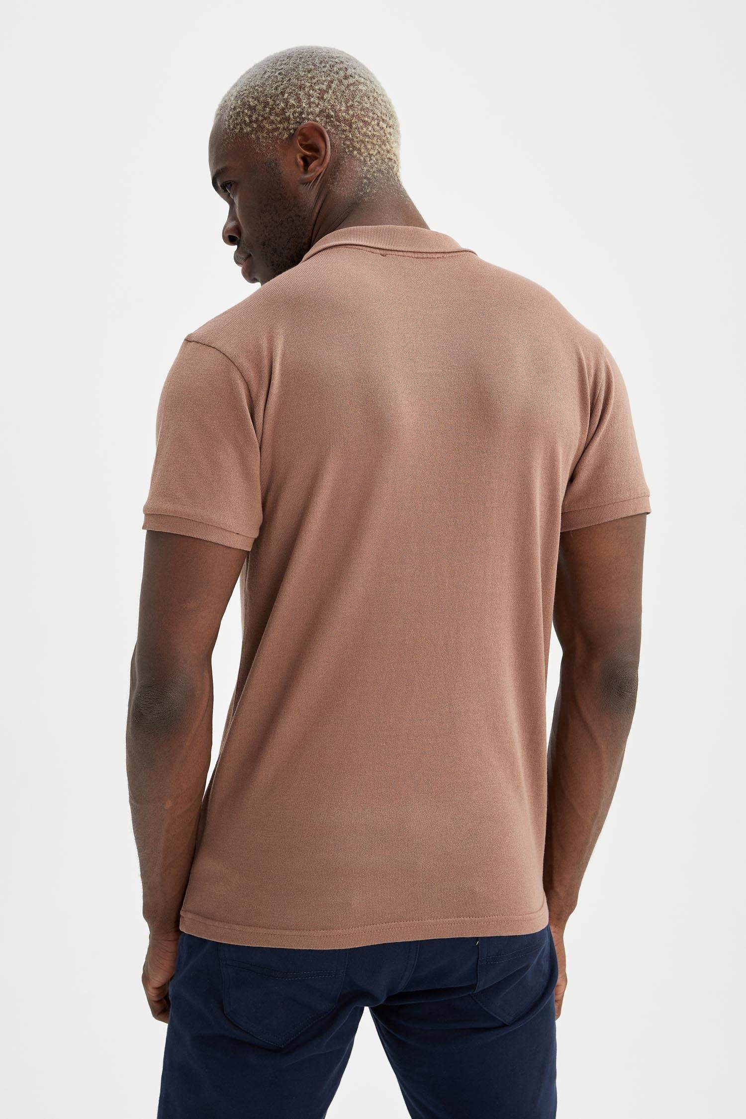 Slim Fit Polo Yaka Basic Triko Kısa Kollu Tişört