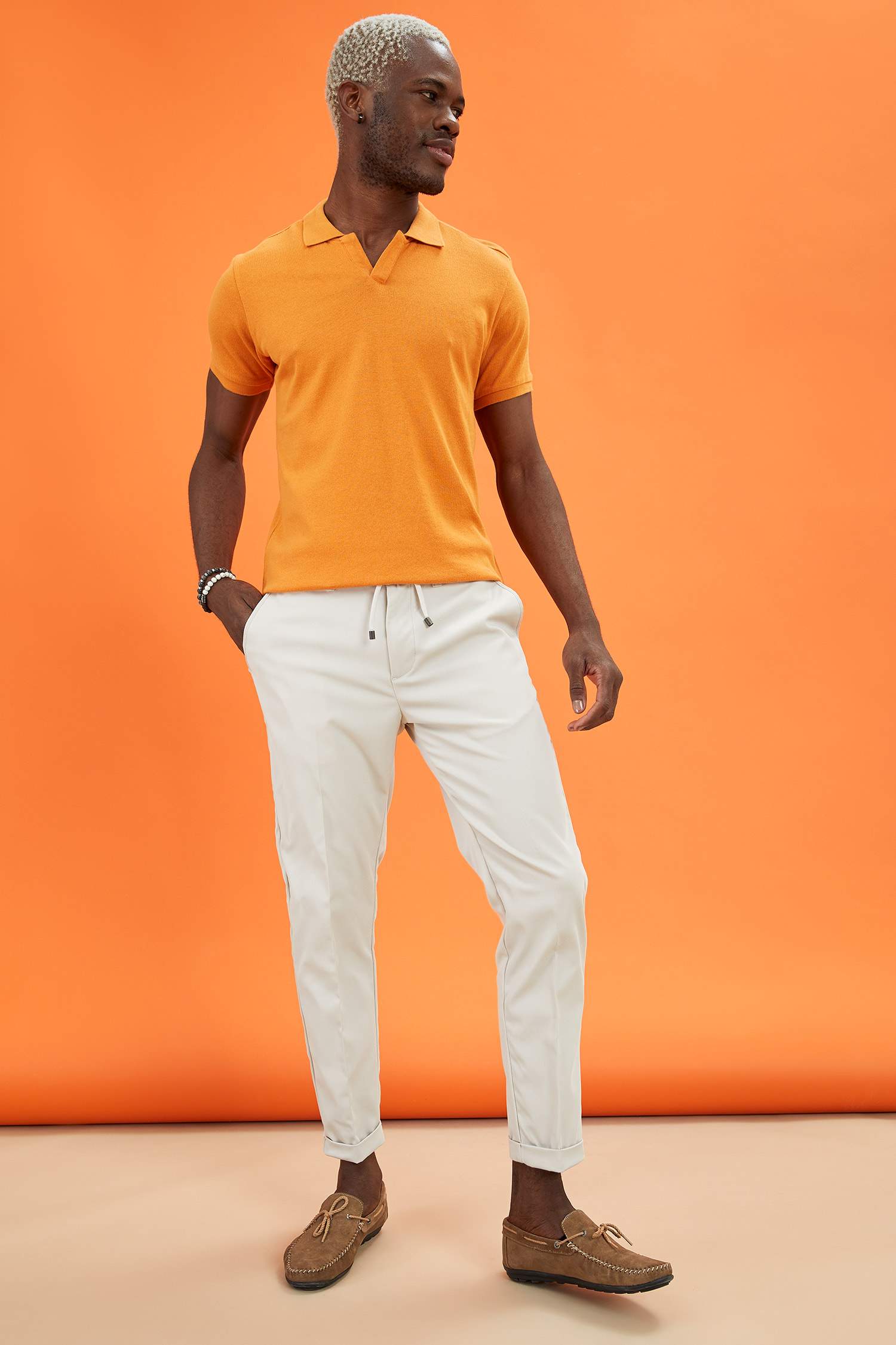 Slim Fit Polo Yaka Basic Triko Kısa Kollu Tişört