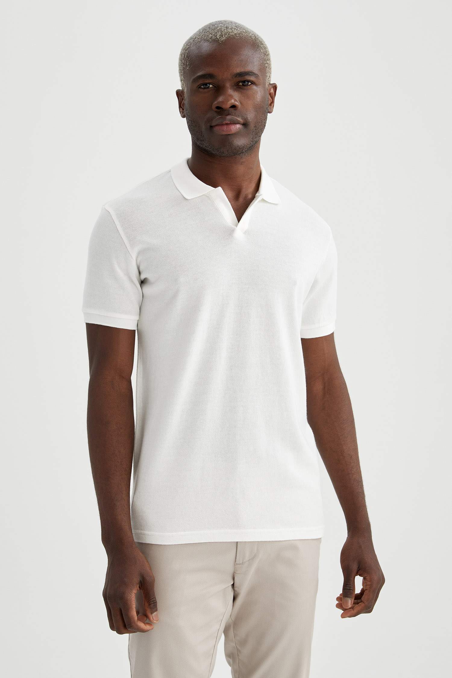 Slim Fit Polo Yaka Basic Triko Kısa Kollu Tişört