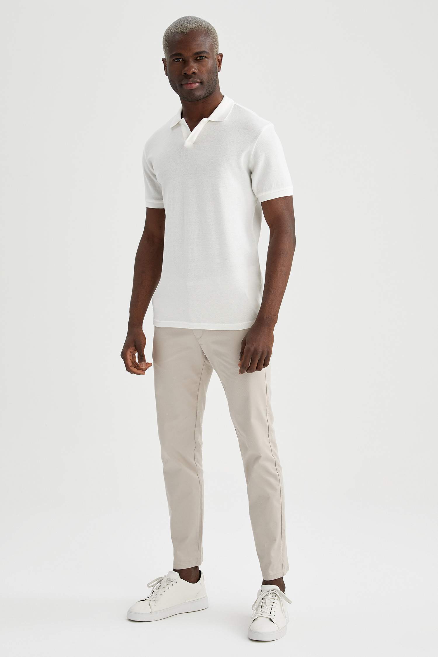 Slim Fit Polo Yaka Basic Triko Kısa Kollu Tişört