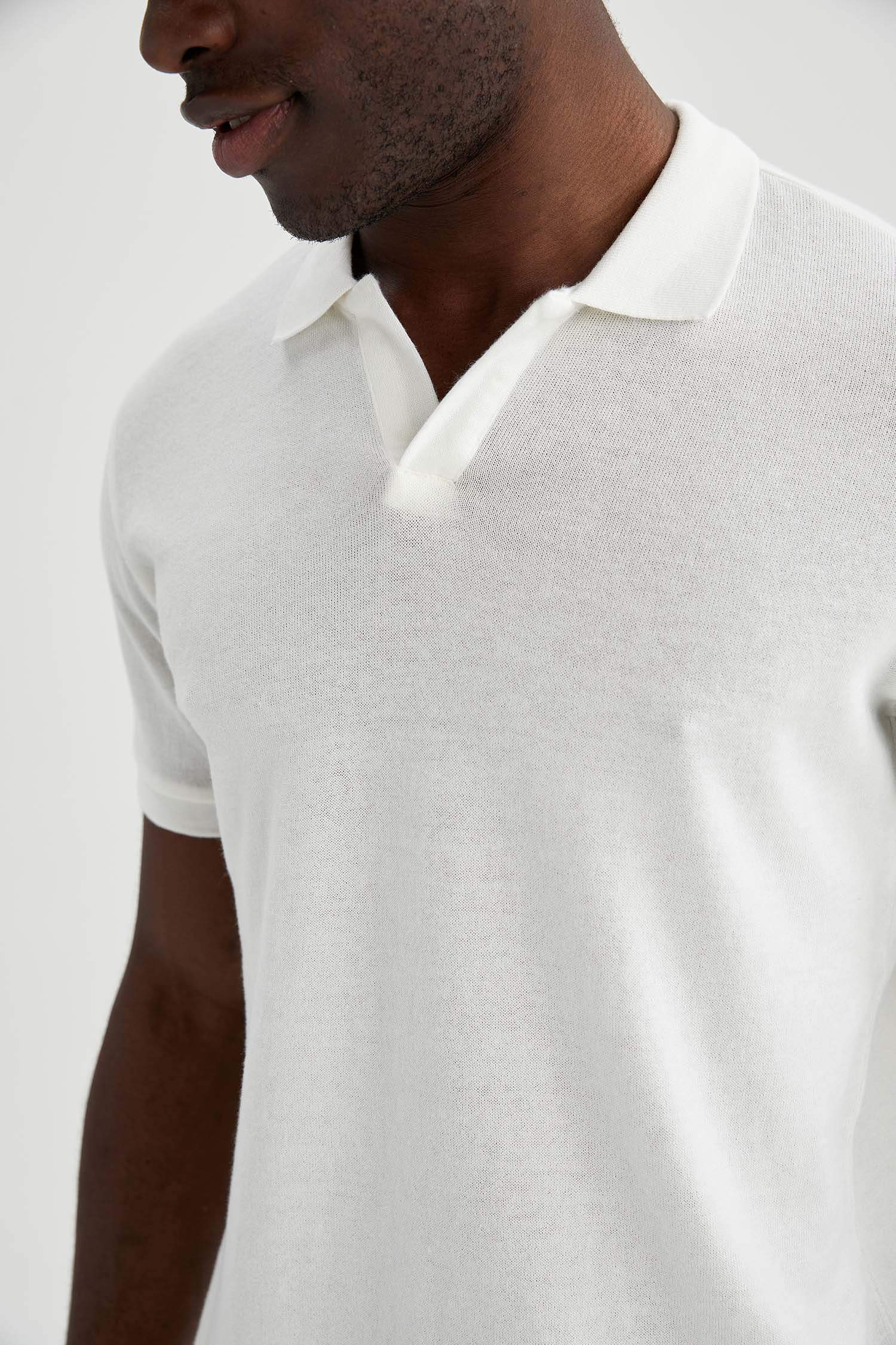 Slim Fit Polo Yaka Basic Triko Kısa Kollu Tişört