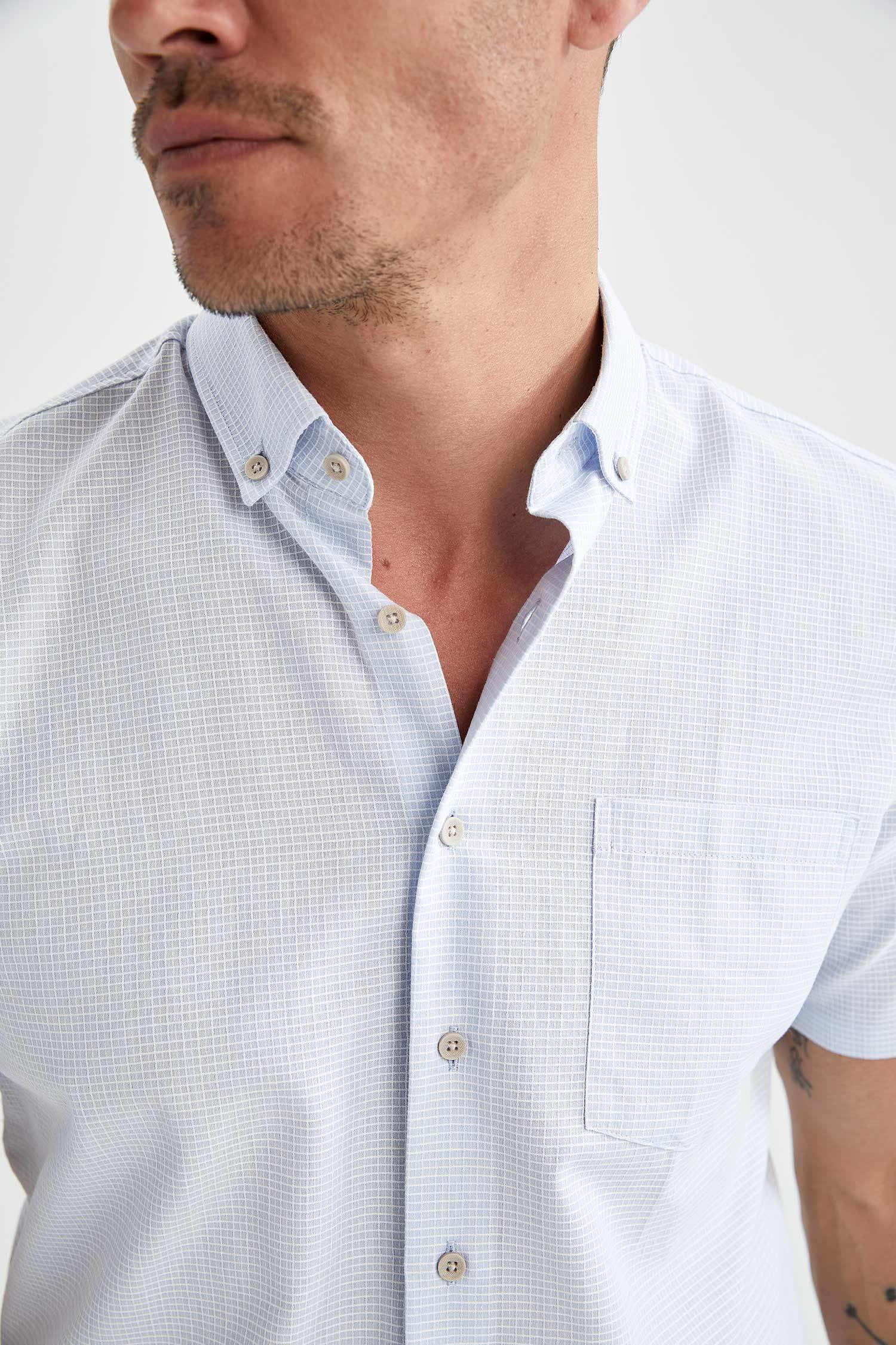 Slim Fit Basic Kısa Kollu Gömlek