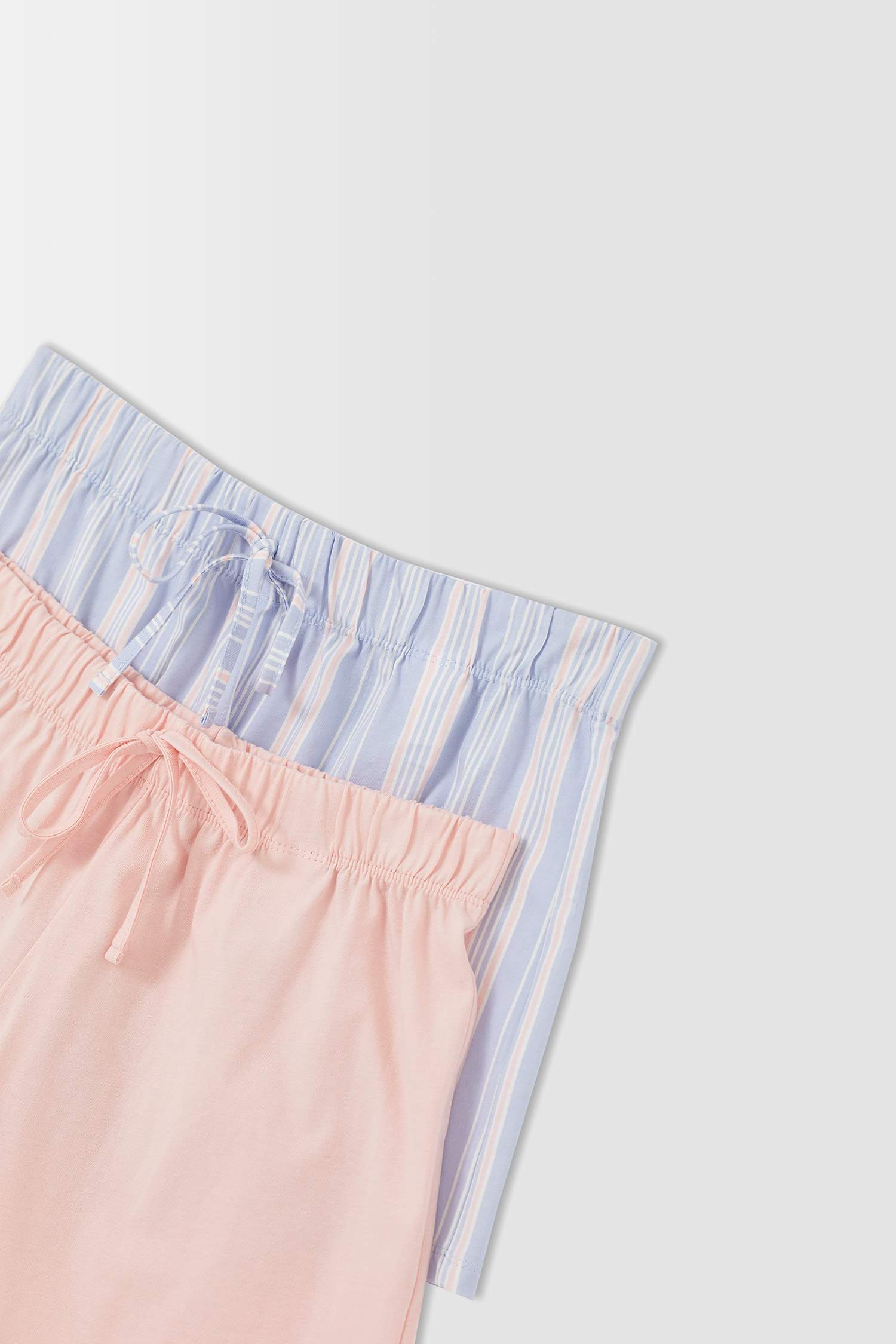 Regular Fit Çizgili 2'li Şort Pijama Altı