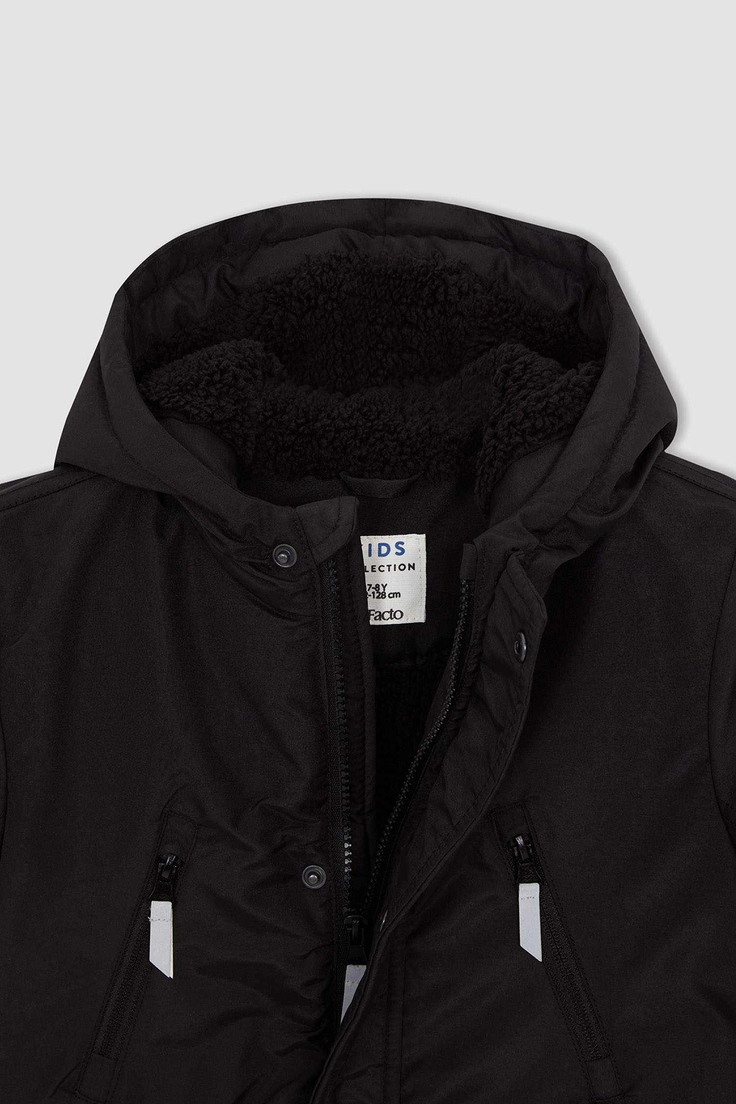 Erkek Çocuk Kapüşonlu İçi Peluş Astarlı Reflektörlü Parka