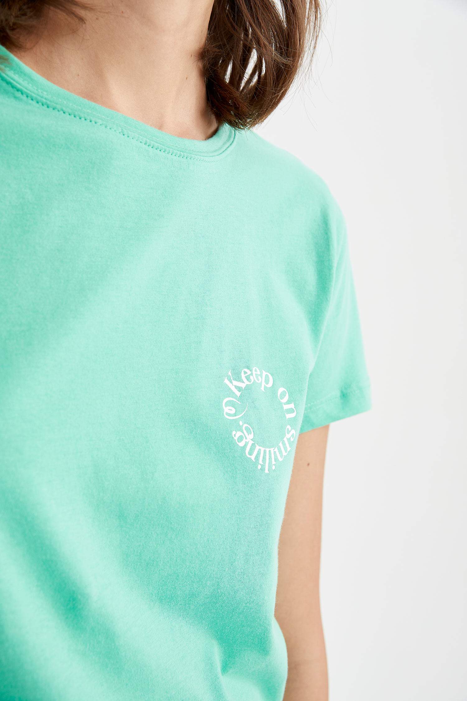 Slogan Baskılı Relax Fit Kısa Kollu Tişört