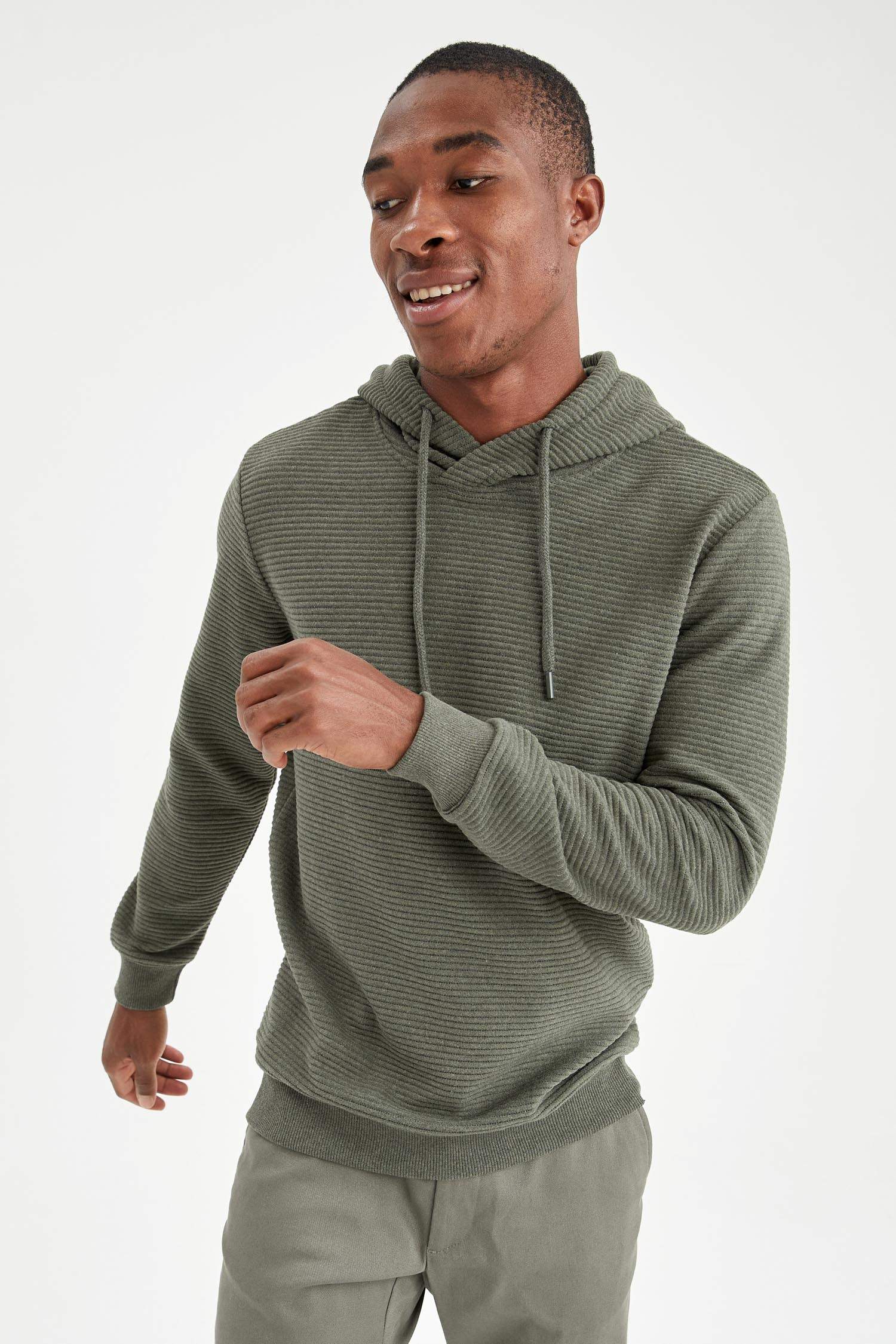 Regular Fit Kapüşonlu Basic Sweatshirt