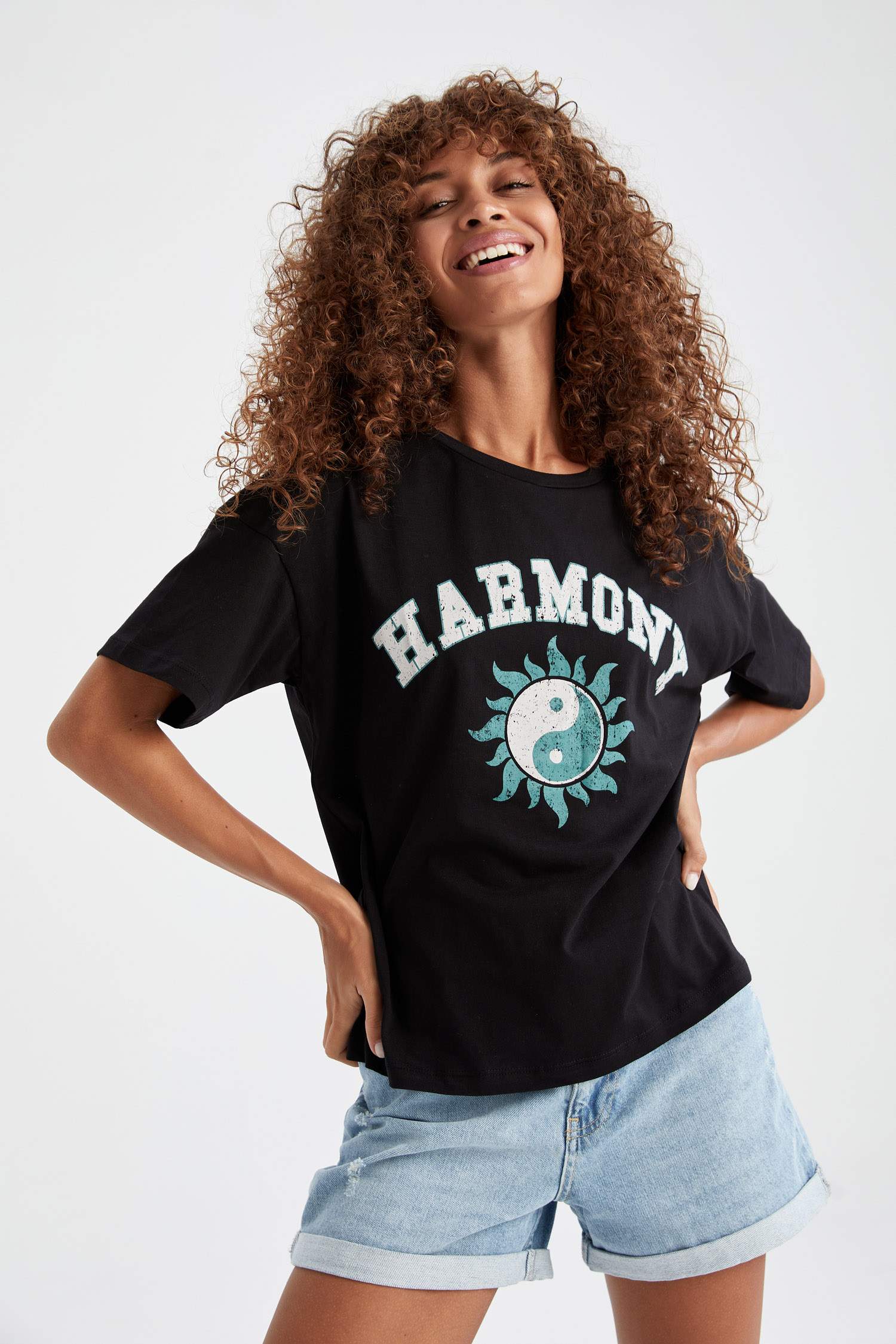 Coool Slogan Baskılı Relax Fit Kısa Kollu Tişört