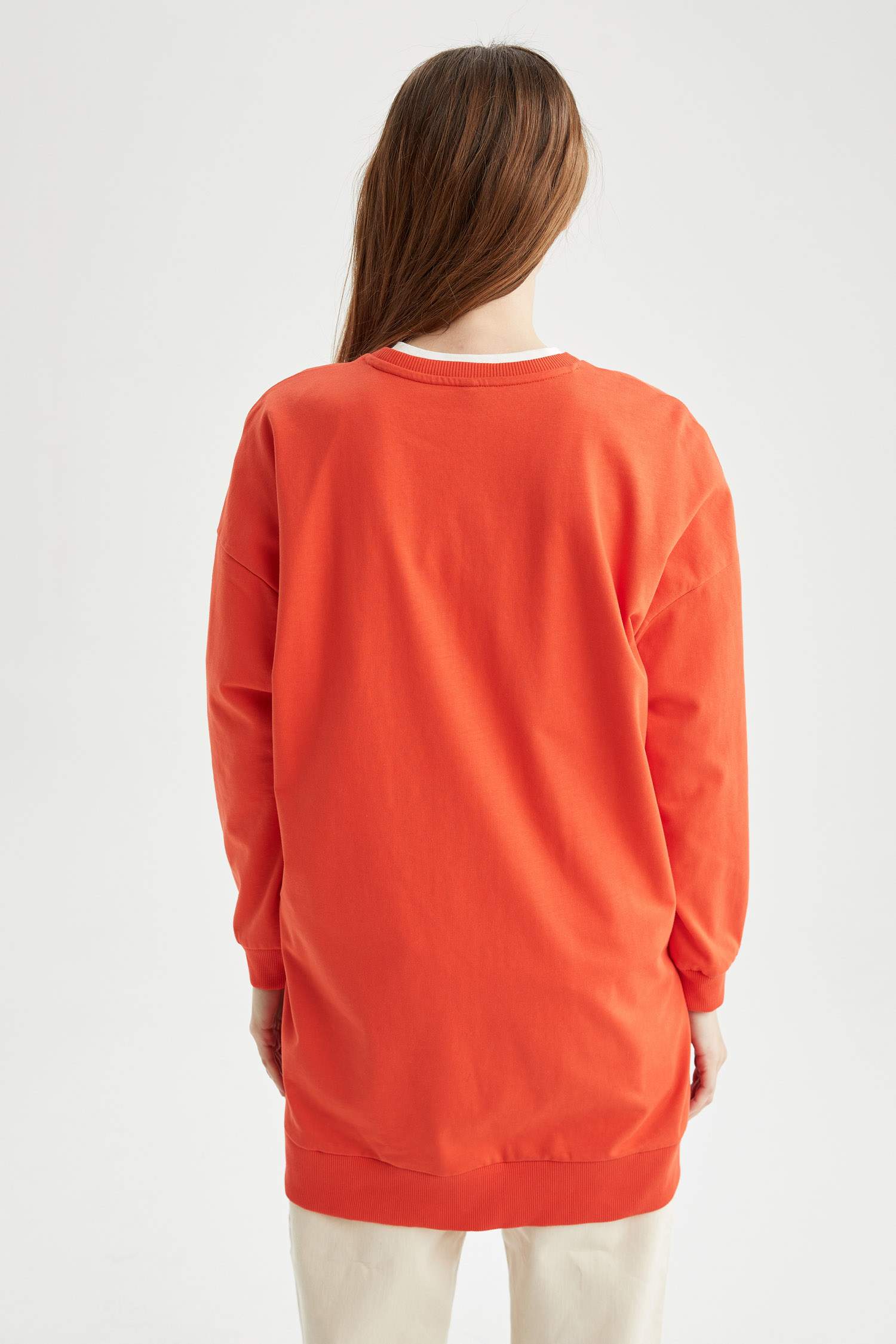 Basic Ribana Kollu Oversize Fit Sweat Tunik