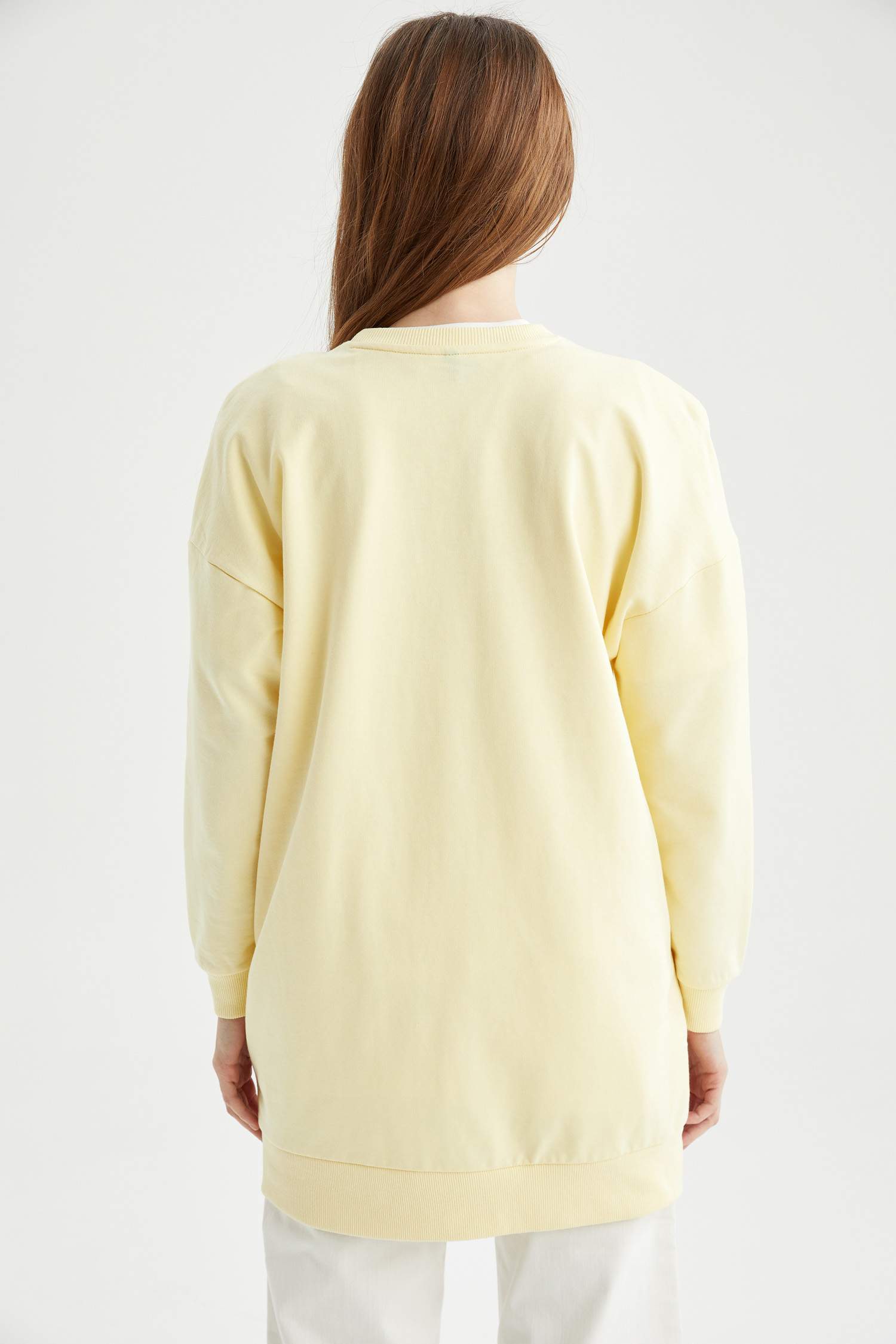 Basic Ribana Kollu Oversize Fit Sweat Tunik