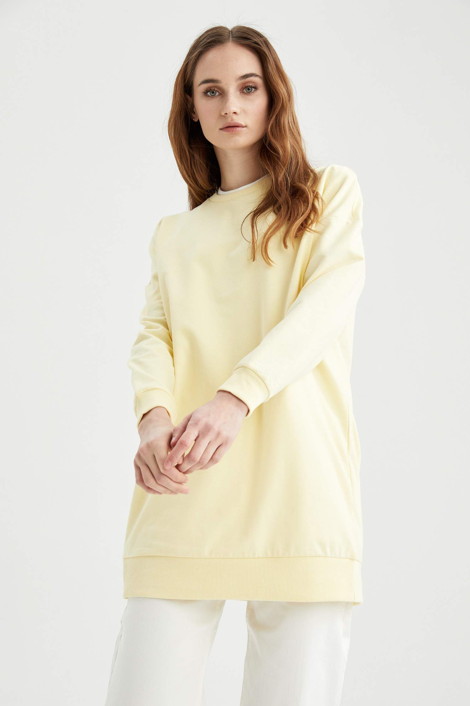 Basic Ribana Kollu Oversize Fit Sweat Tunik
