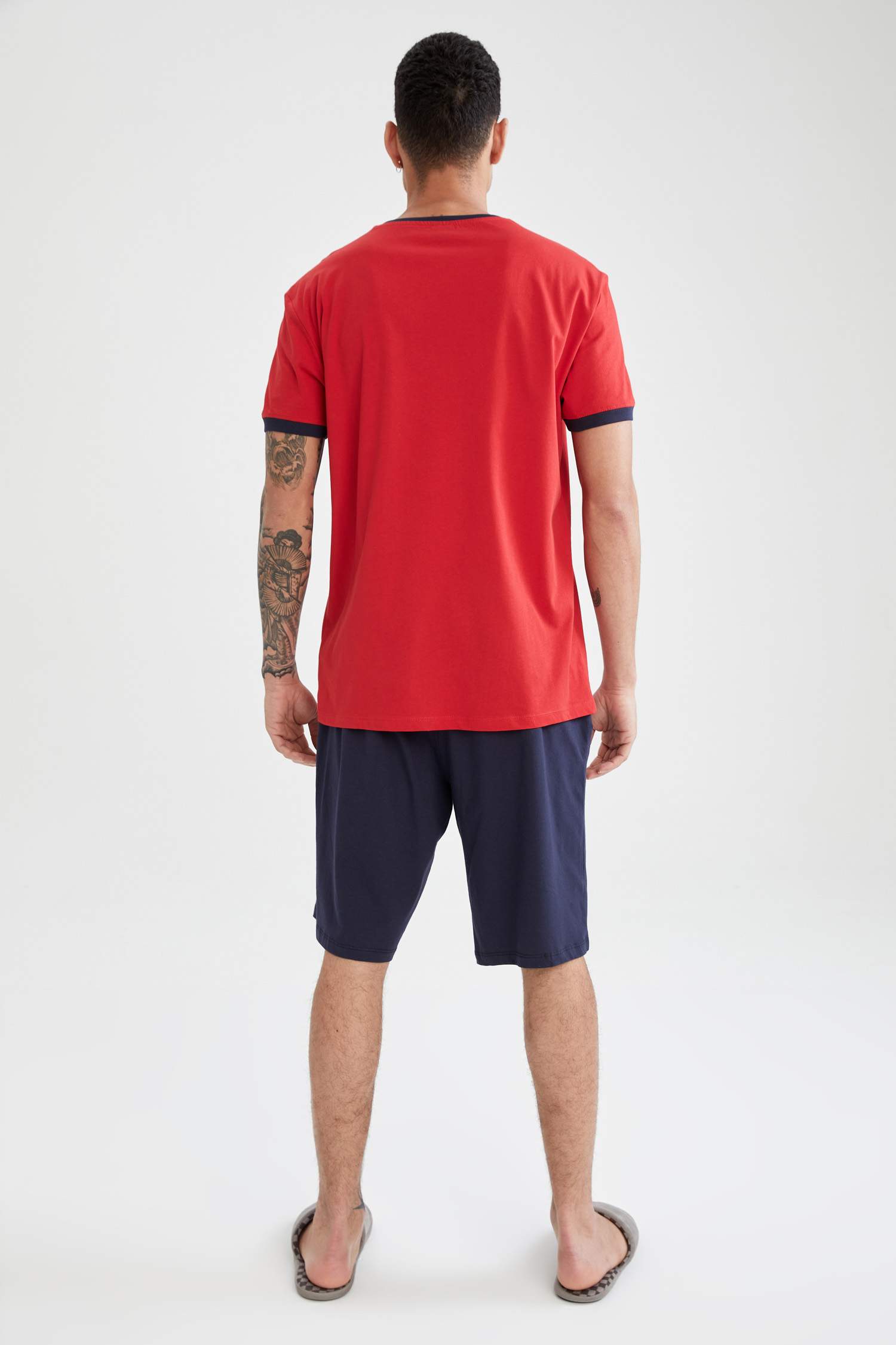 Regular Fit Marin Baskılı Pijama Takımı