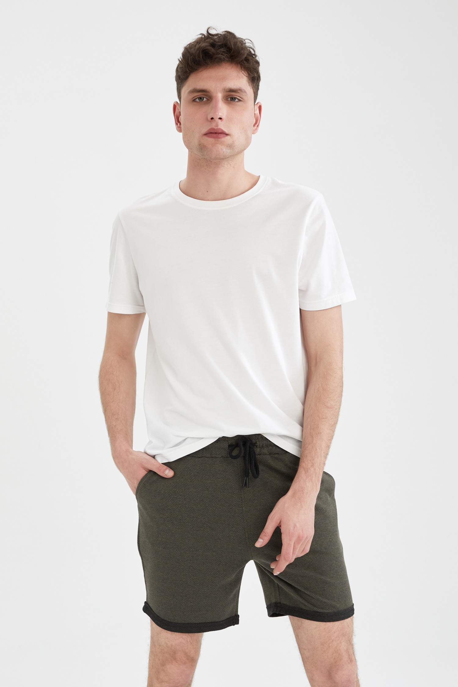 Slim Fit Duble Paça Şort