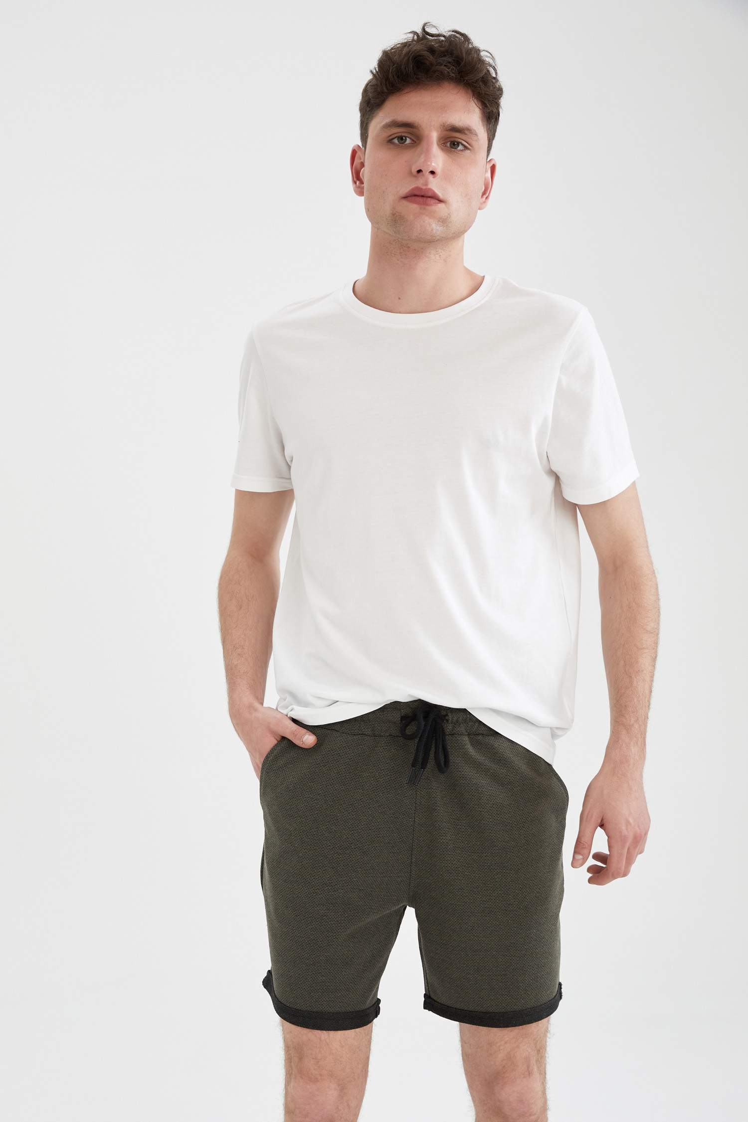 Slim Fit Duble Paça Şort