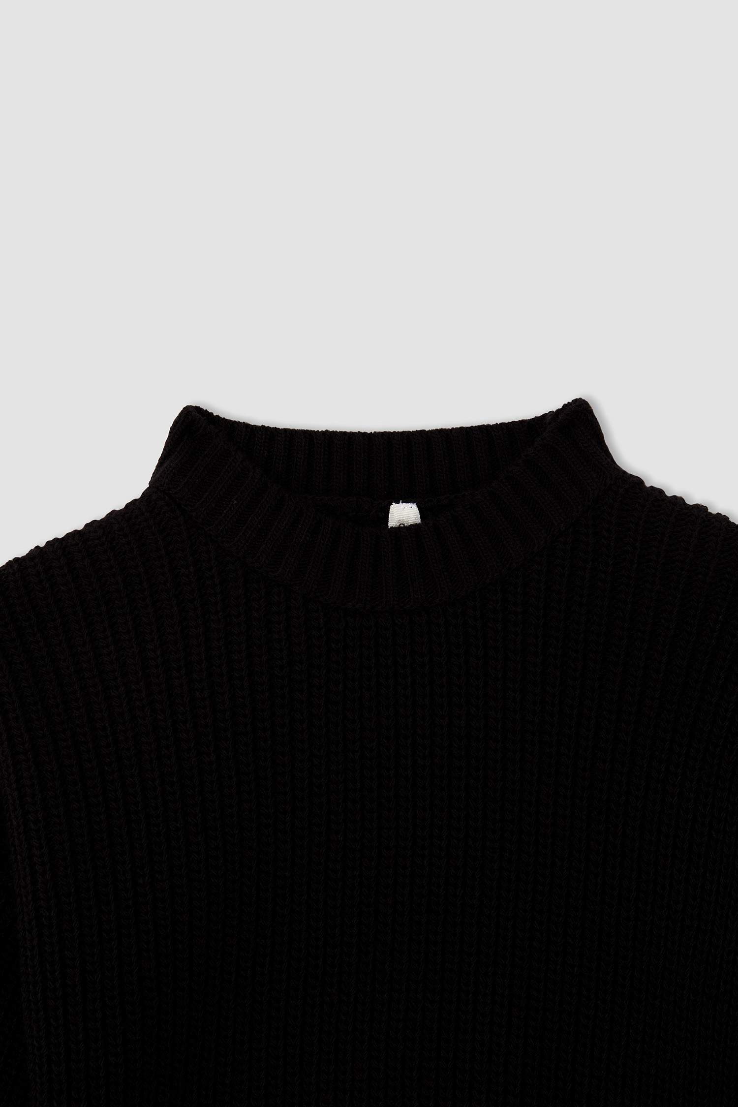 Kız Çocuk Regular Fit Yarım Boğazlı Crop Basic Triko Kazak