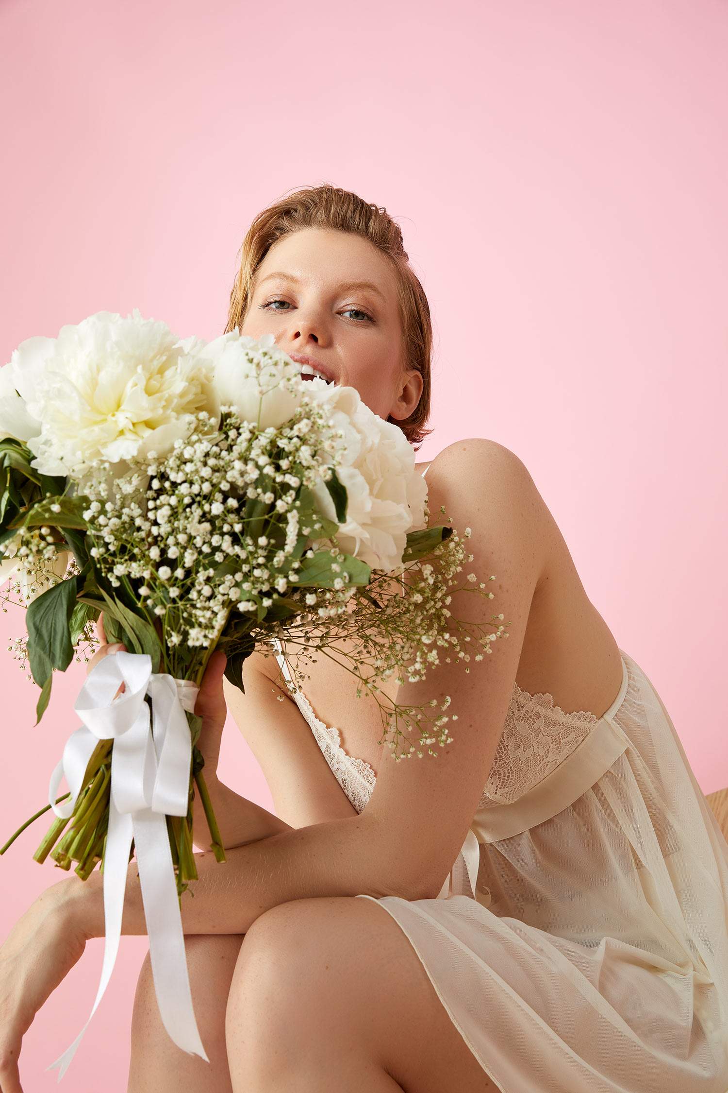 Dantelli Fiyonk Detaylı Bride Babydoll