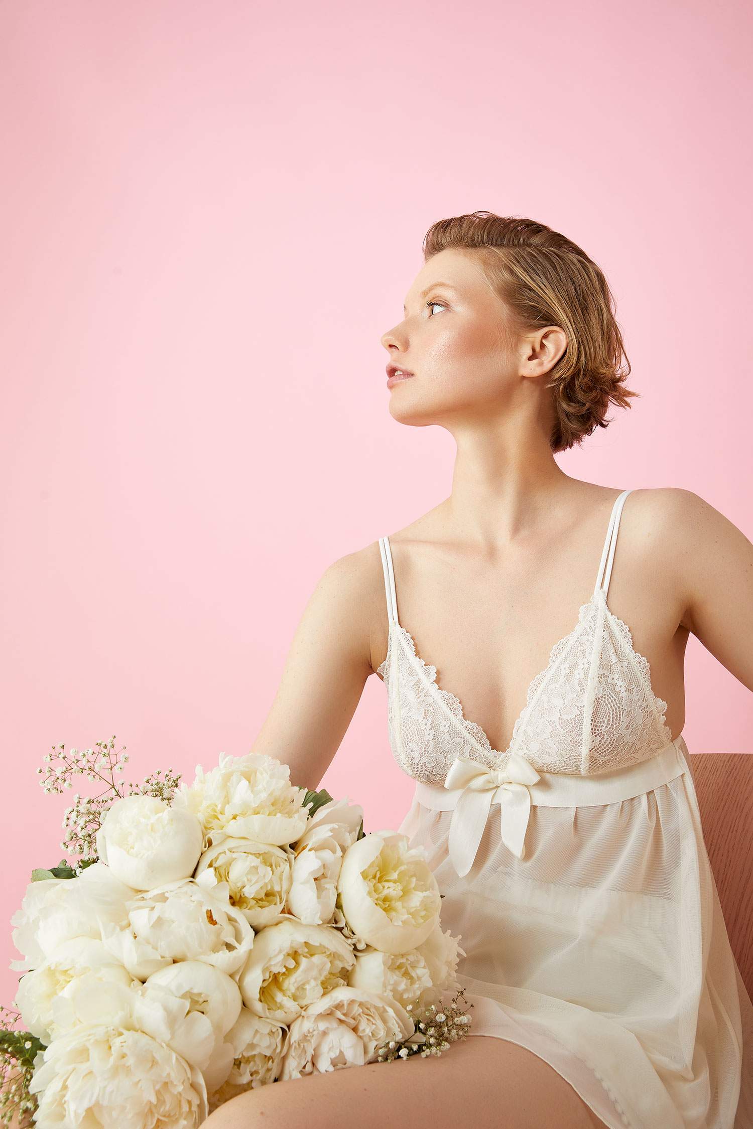 Dantelli Fiyonk Detaylı Bride Babydoll