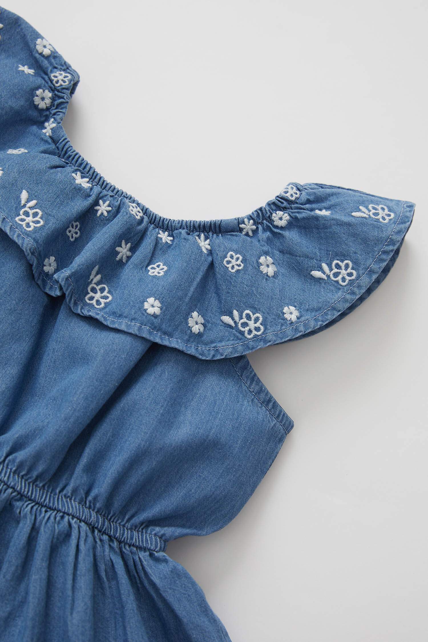 Kız Bebek Kolsuz Jean Elbise