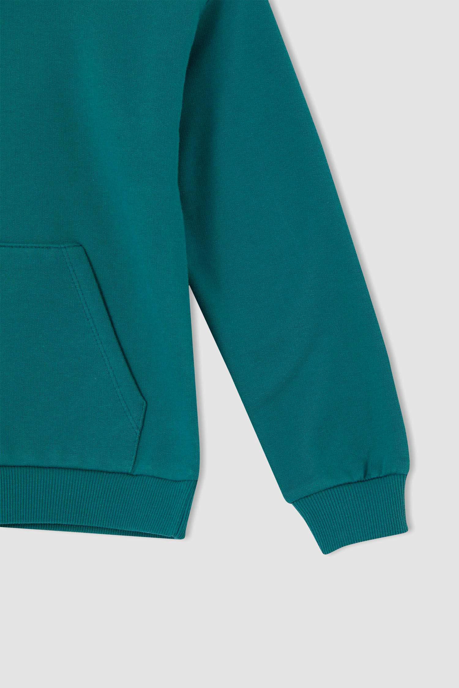 Kız Çocuk Regular Fit Kapüşonlu Kanguru Cepli İçi Yumuşak Tüylü Sweatshirt