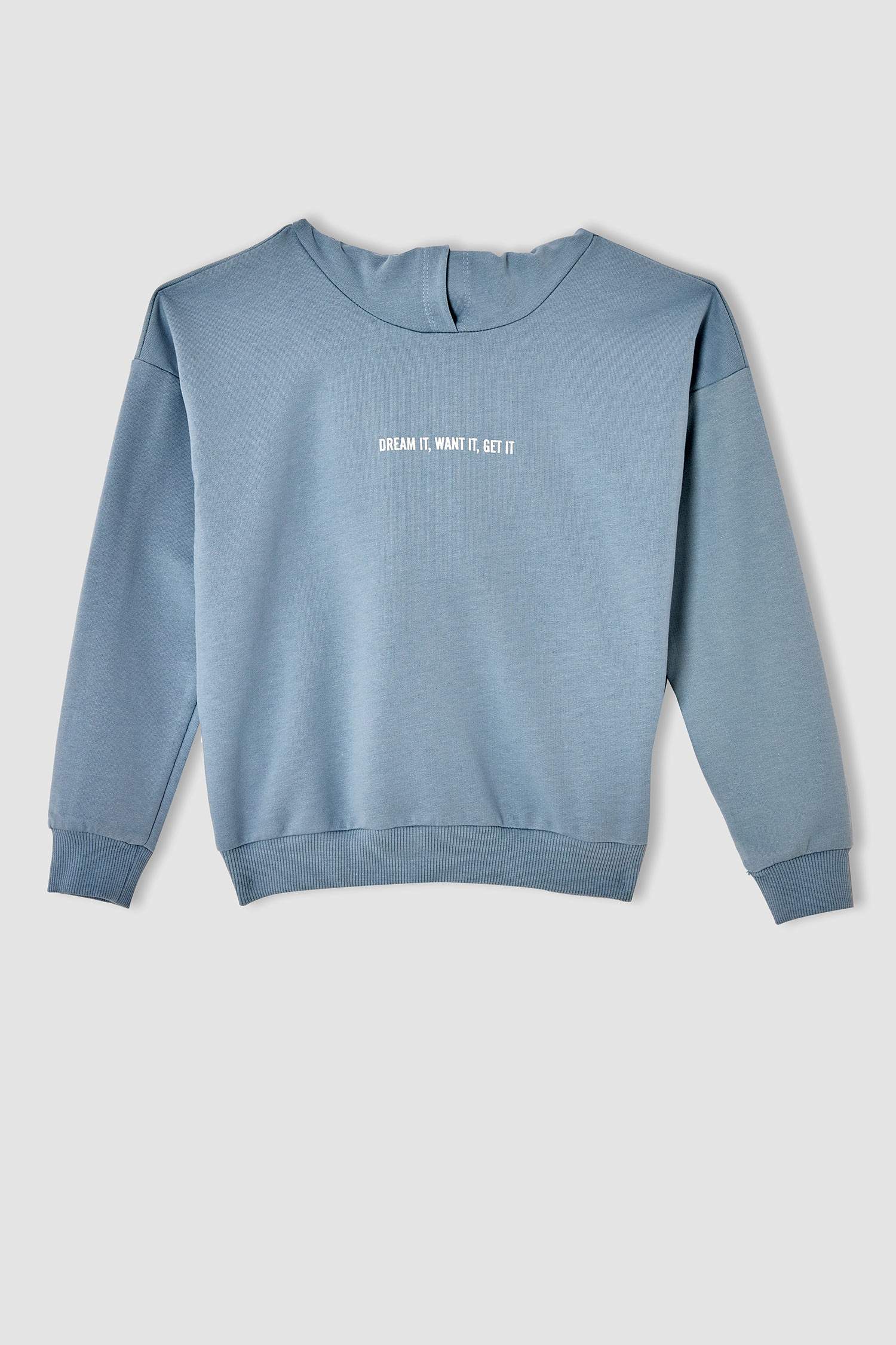 Kız Çocuk Yazı Baskılı Organik Sweatshirt ve Jogger Eşofman Alt Takımı