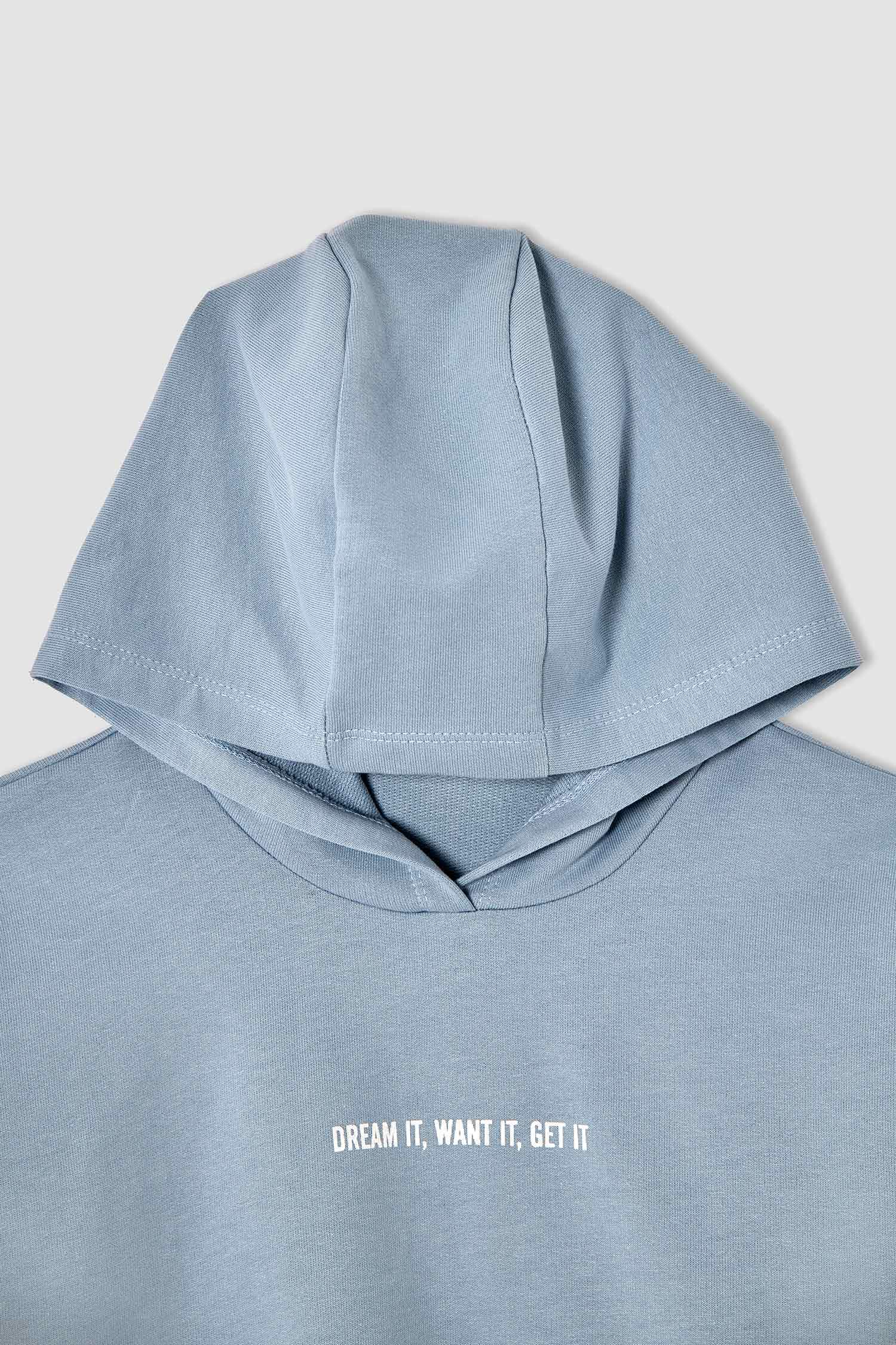Kız Çocuk Yazı Baskılı Organik Sweatshirt ve Jogger Eşofman Alt Takımı